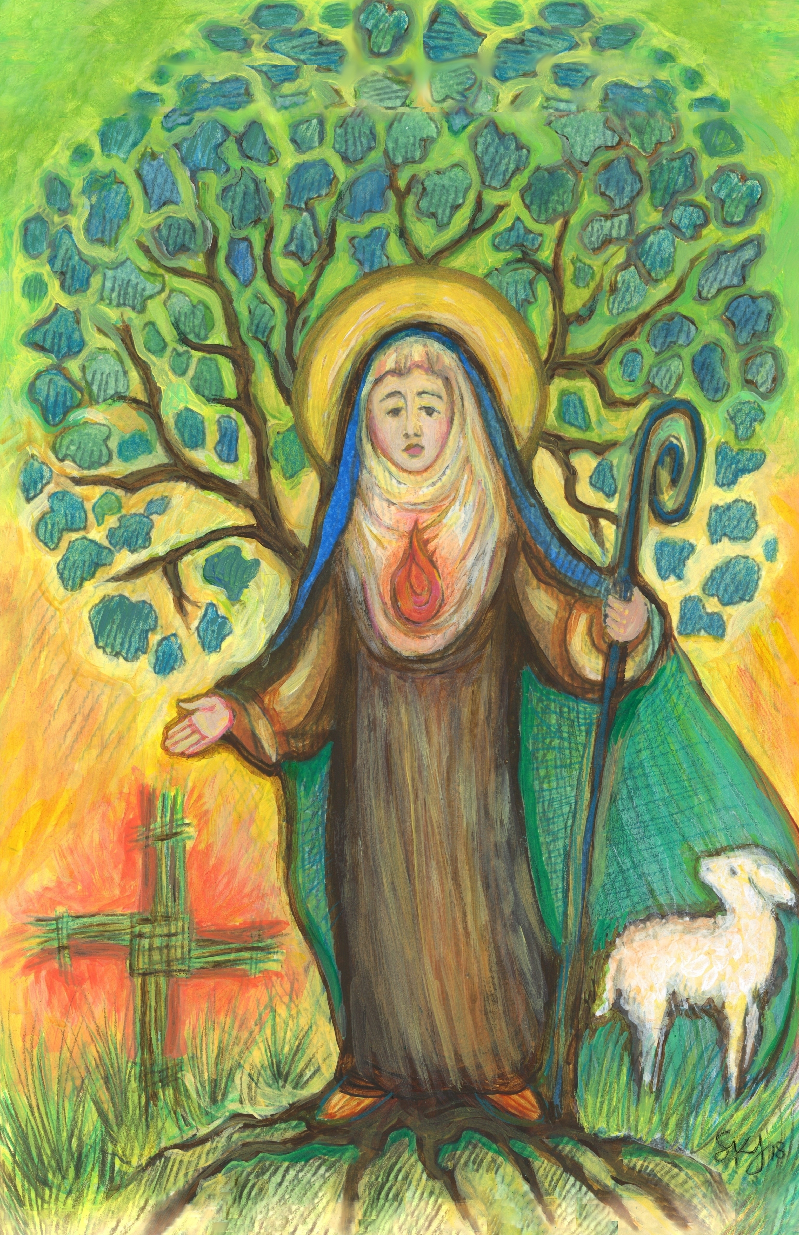 New! St. Brigid of Kildare – Holy Card – pack of 10/100/1000 - by Sue Kouma Johnson