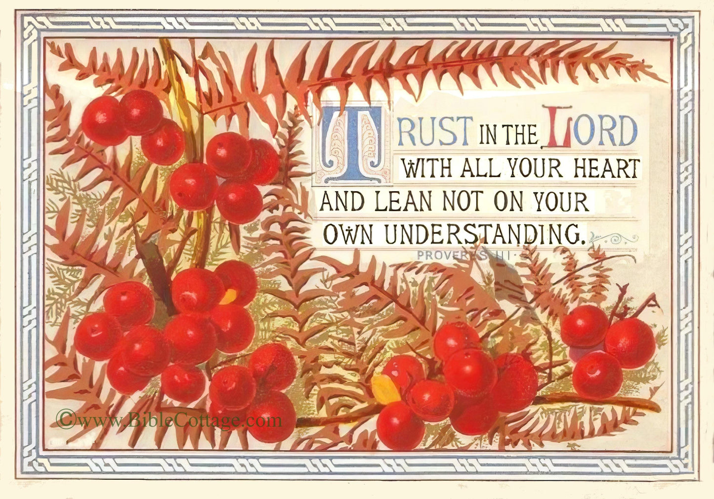 Trust in the Lord With All Your Heart – Proverbs 3:5-6 – Vintage Bible Art – Inspiring and Encouraging