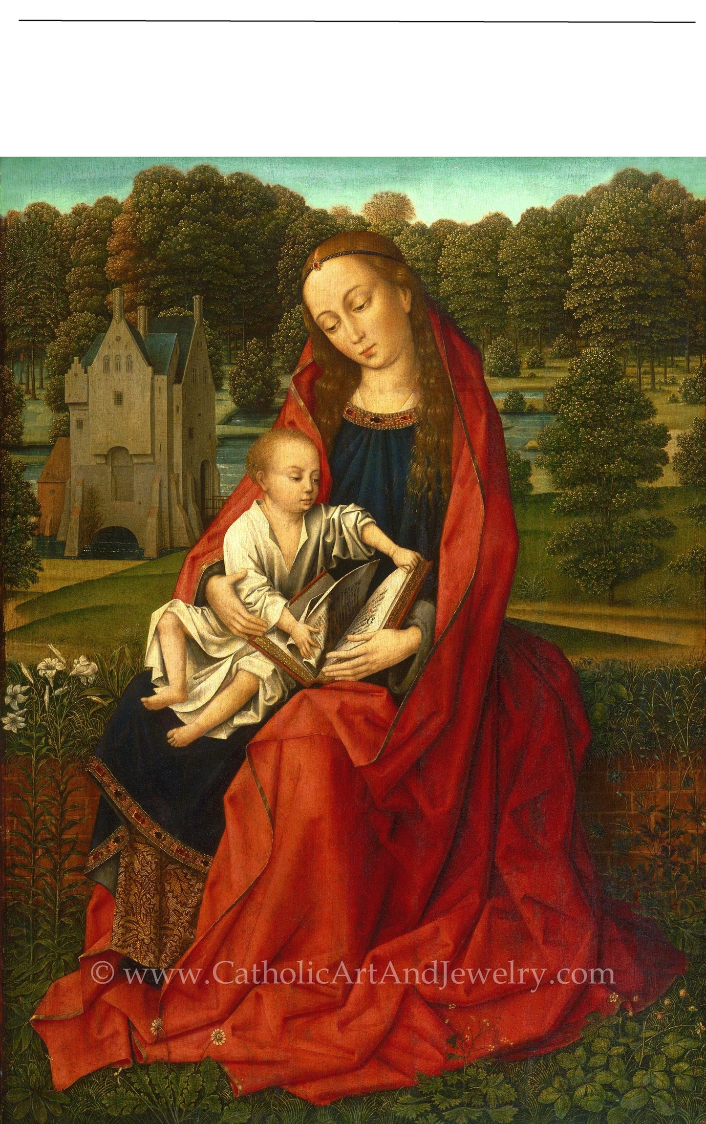 New! Virgin and Child in a Landscape – Master of the Embroidered Foliage – Bouveret – Beautiful Catholic Art – Archival Quality