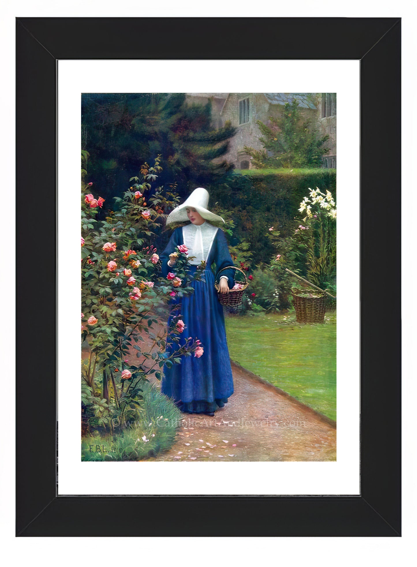 a painting of a woman in a garden