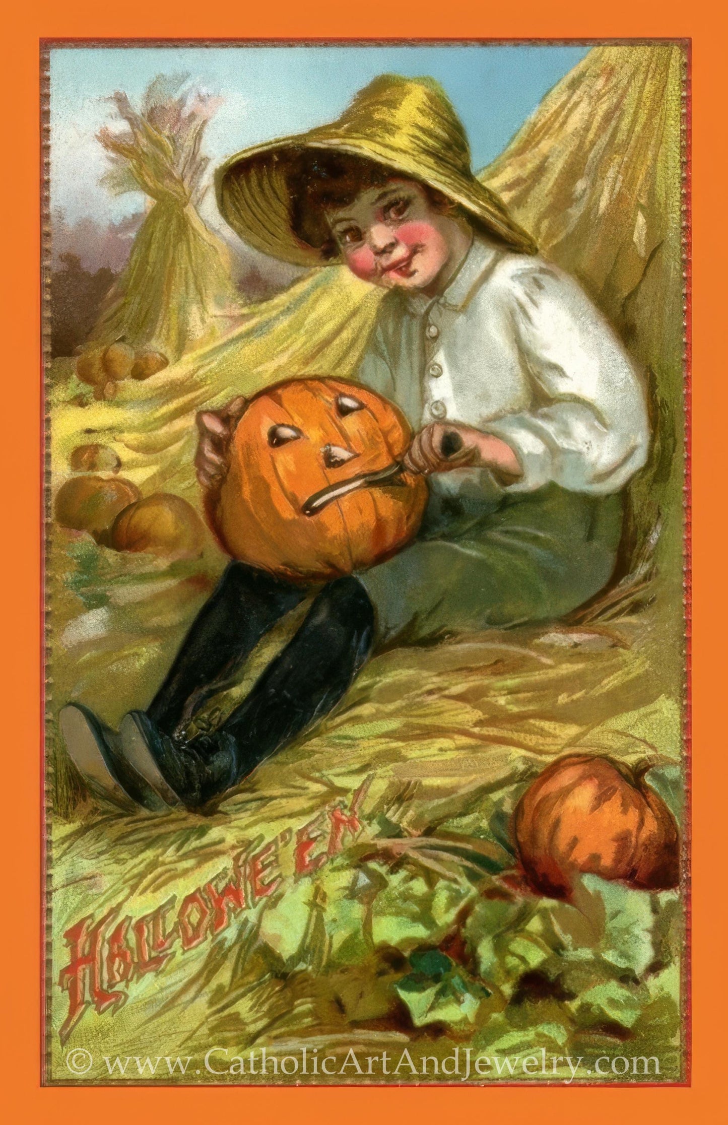 New! Halloween Harvest Holy Card! – Prayer Card – All Hallows' Eve – pack of 10/100/1000