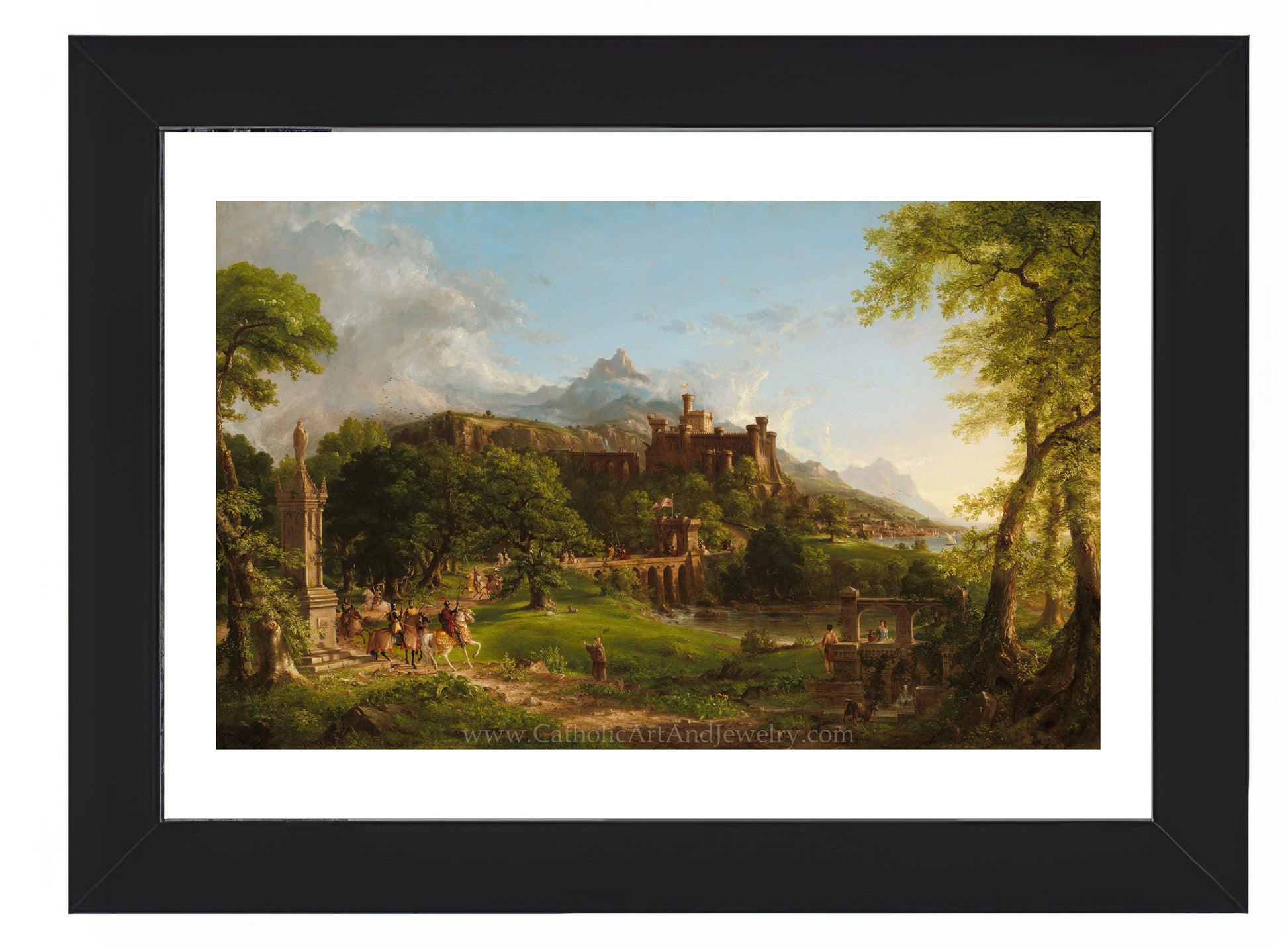 a painting of a castle on a hill