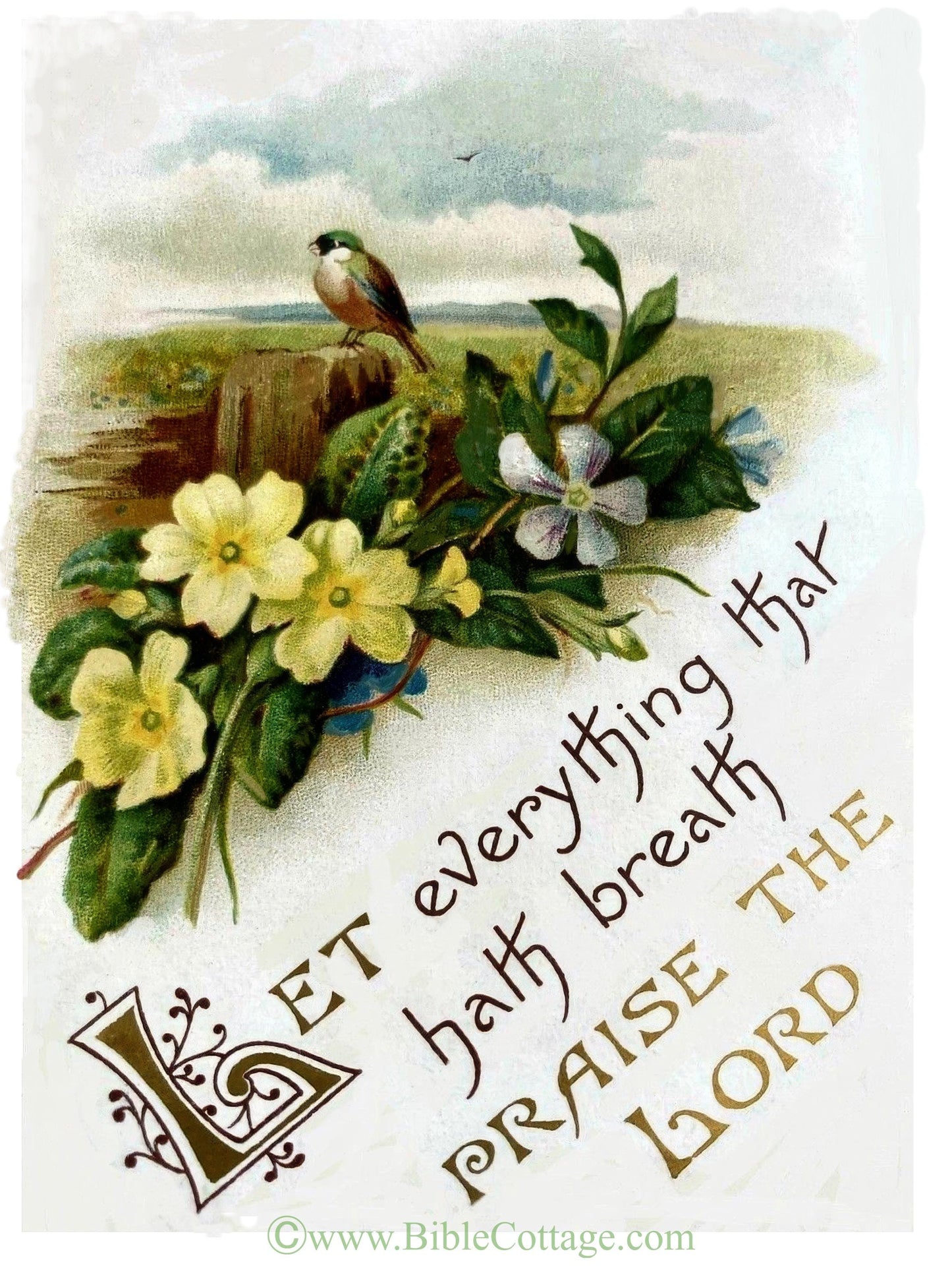 Psalm 150:6 – Let Everything That Hath Breath Praise the Lord – Vintage Bible Art – Inspiring and Encouraging