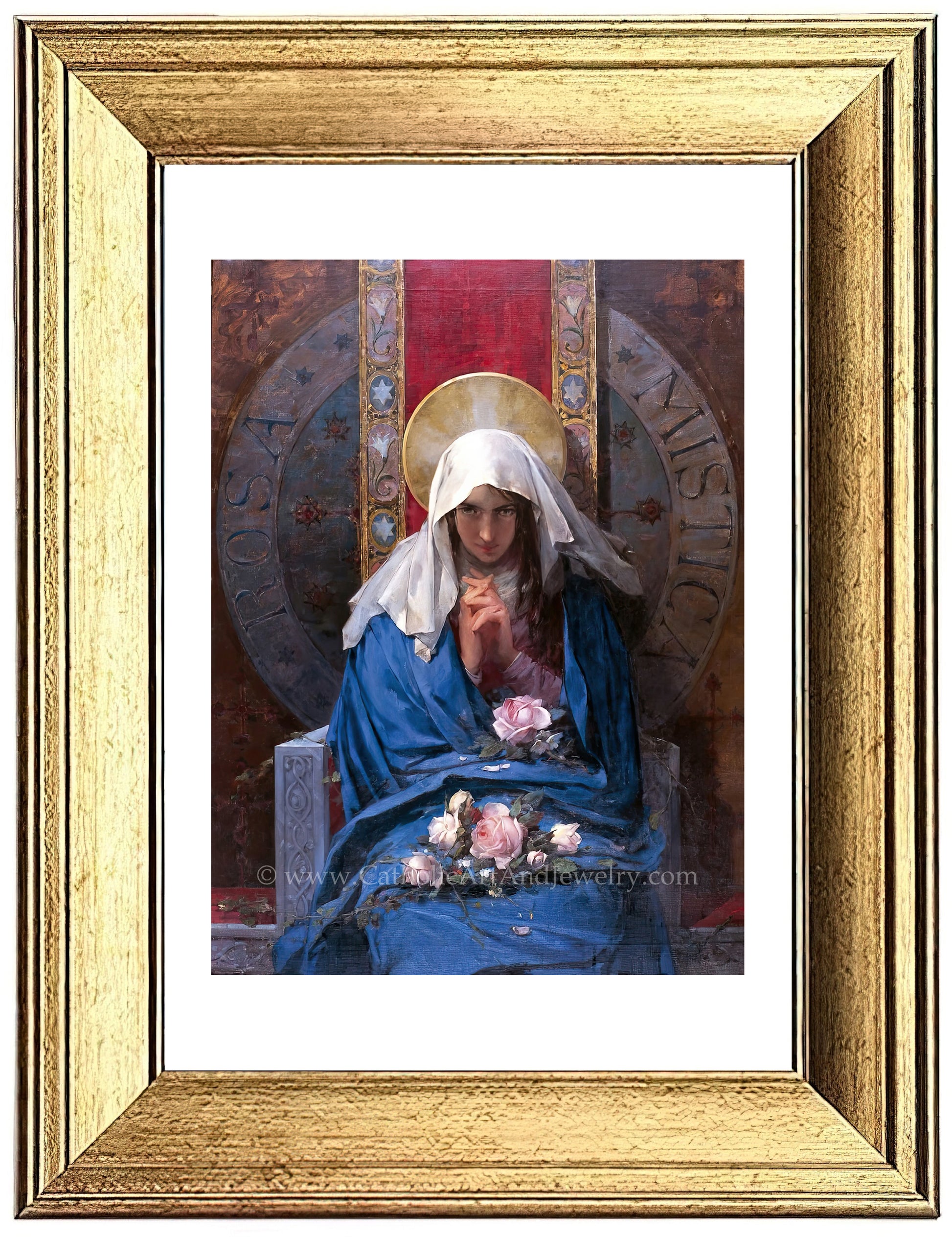 a painting of a woman in a blue robe