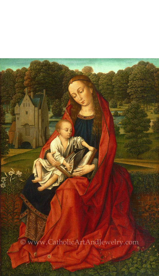 New! Virgin and Child in a Landscape – Master of the Embroidered Foliage – Bouveret – Beautiful Catholic Art – Archival Quality