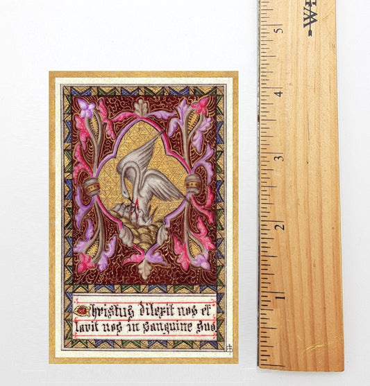 New! Christ Loves Us and Washes Us in His Blood – Pelican Symbol of Christ – Aquinas – pack of 10/100/1000 – Restored Vintage Holy Card