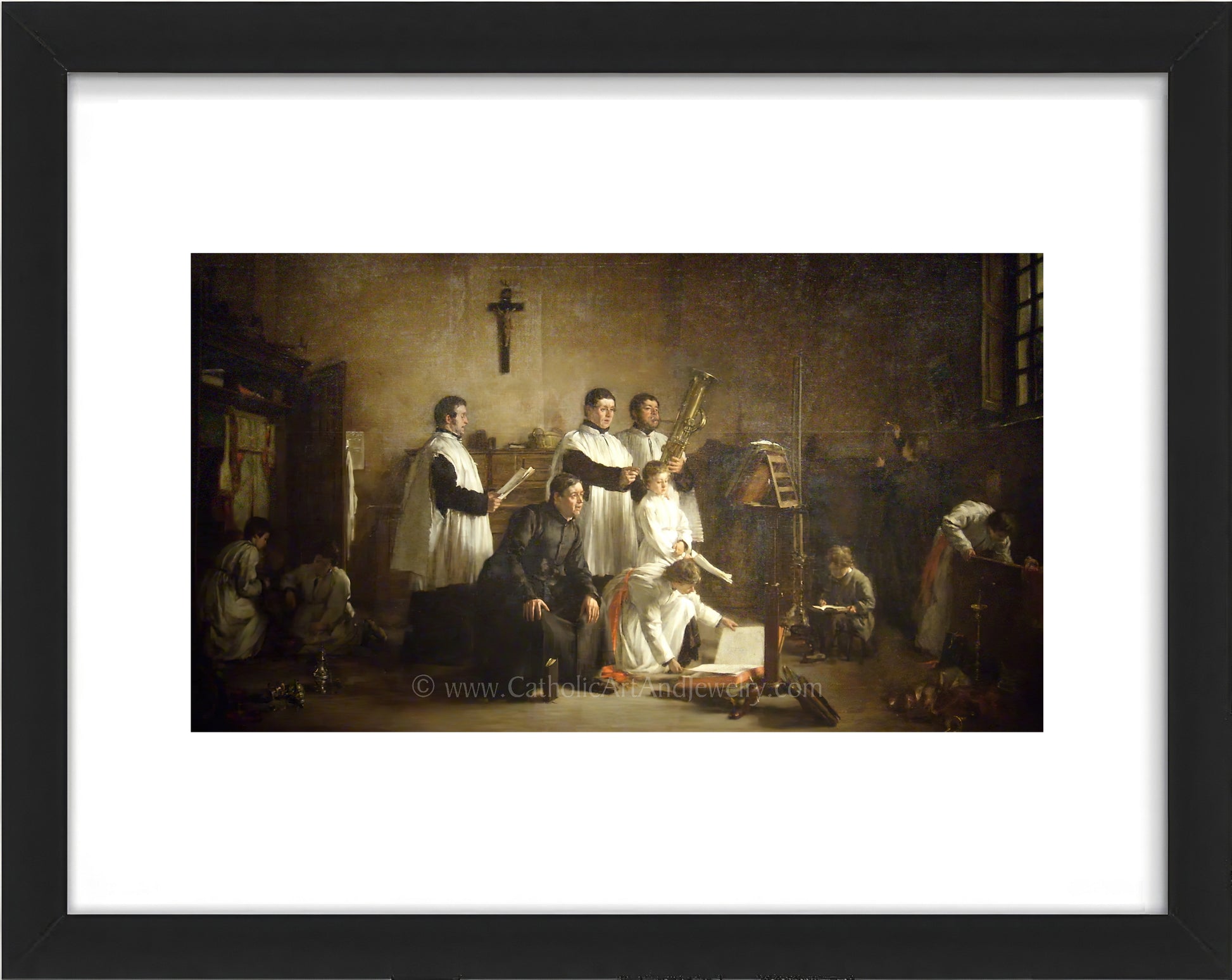 a painting of a group of people in a room