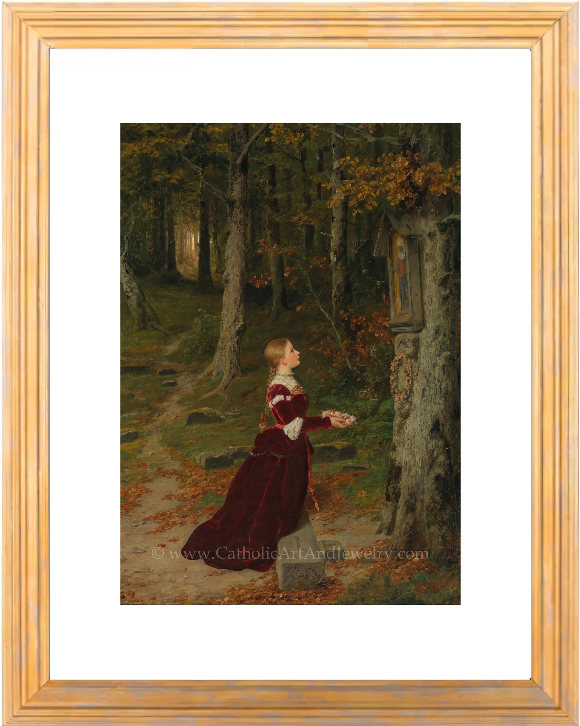 a painting of a woman in a red dress