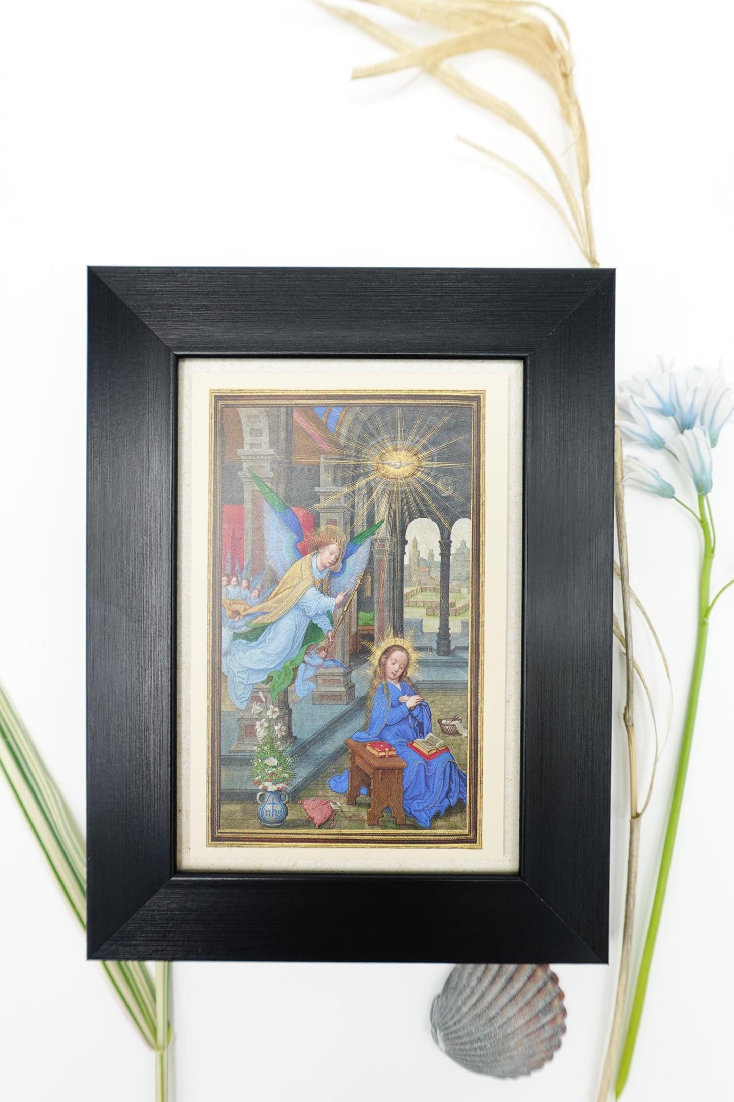 New! The Annunciation – by Simon Bening – Framed Miniature – Catholic Keepsake