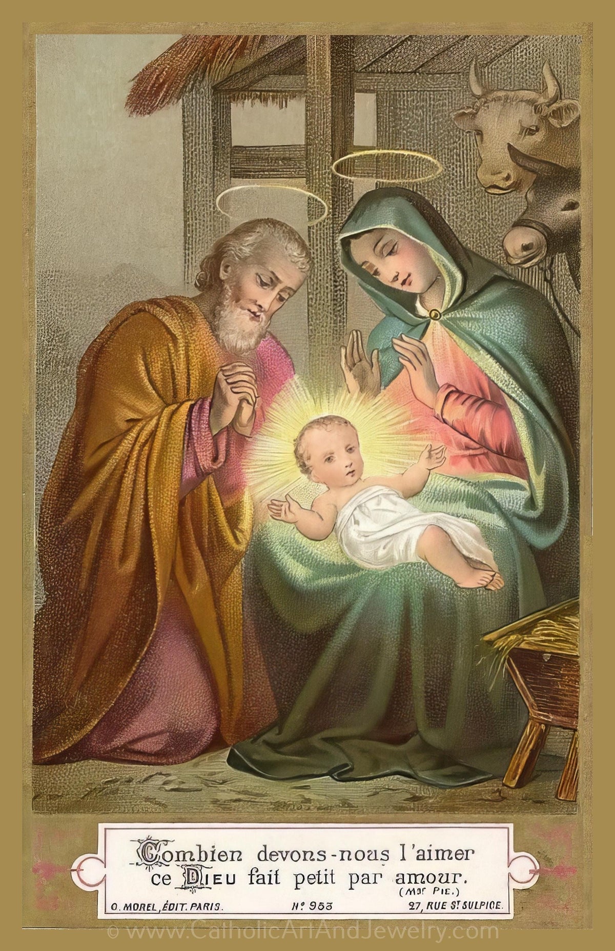 New! Christmas Nativity, Morel – Christmas Holy Card – pack of 10/100/1000 – Vintage Holy Card #244