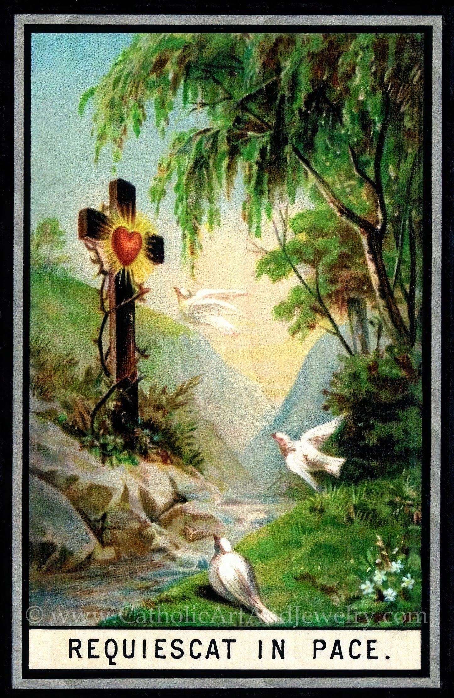 I'll Fly Away – DOWNLOADABLE / PRINTABLE – Traditional Catholic Memorial Card / Funeral Card