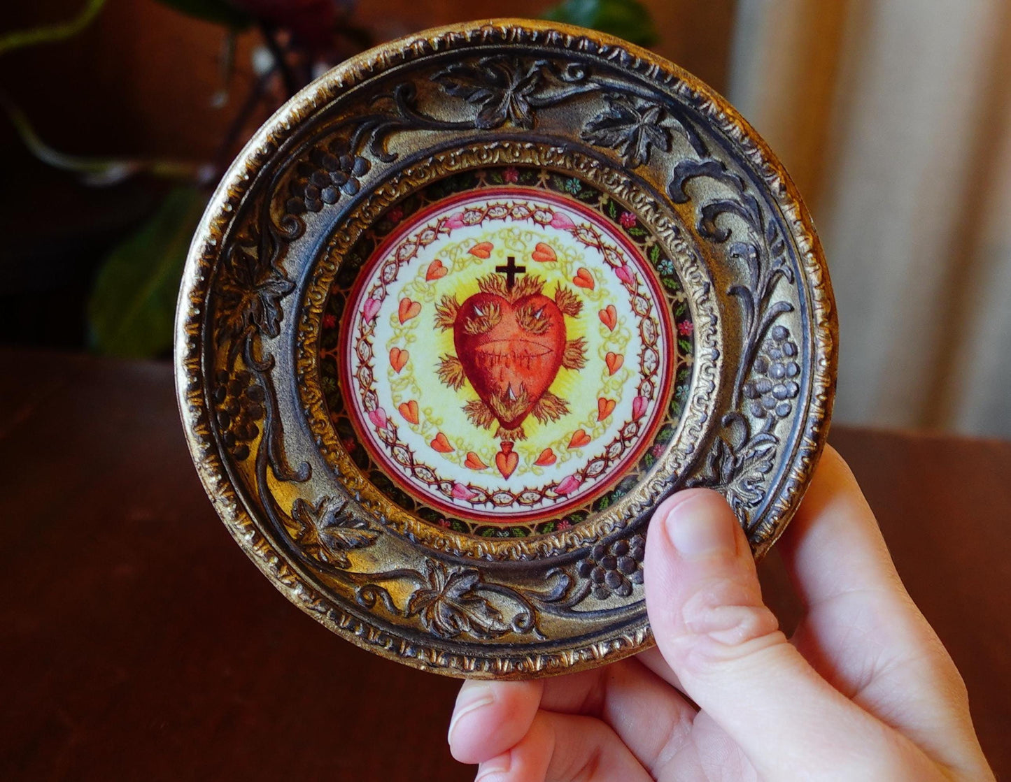 New! Sacred Heart – Saint Margaret Mary Alacoque’s – Framed 4.25x4.25"