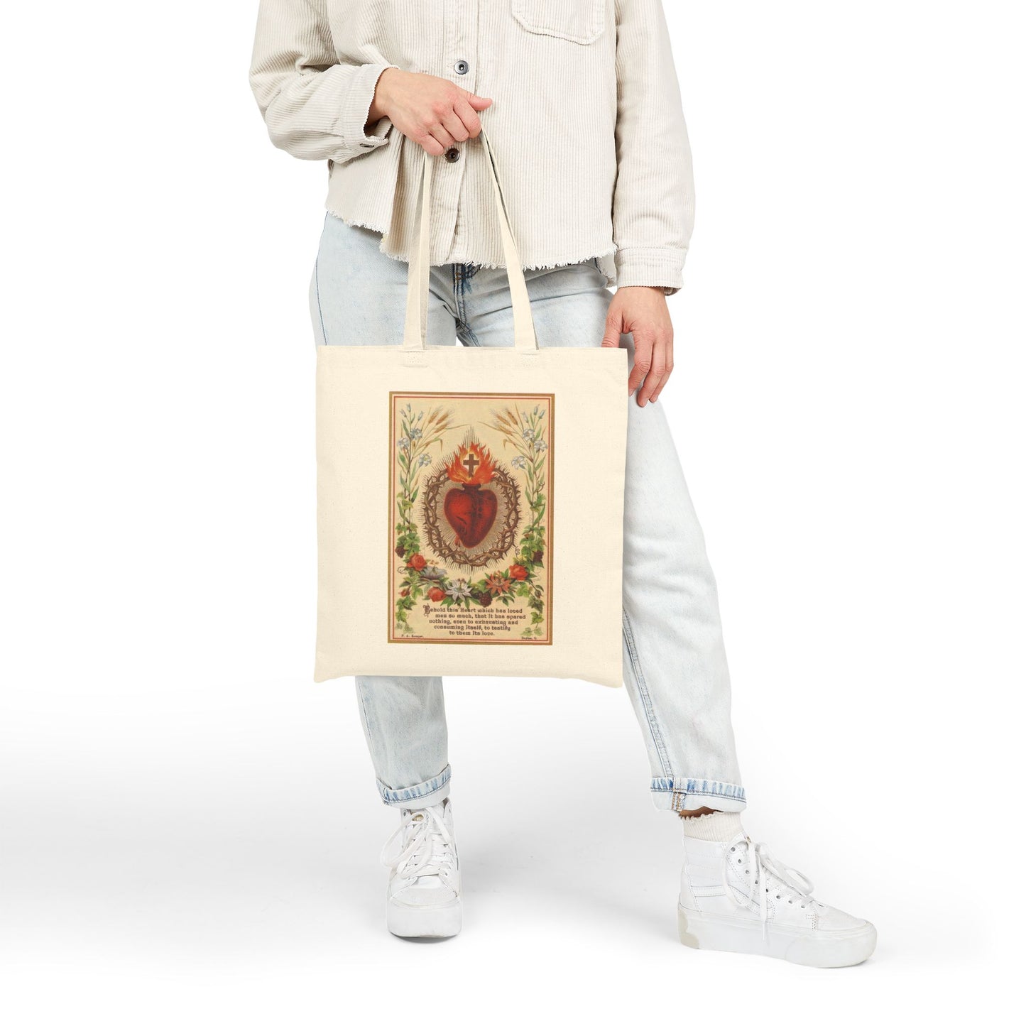 New! Sacred Heart of Jesus Tote Bag - Cotton Canvas - Free Shipping!