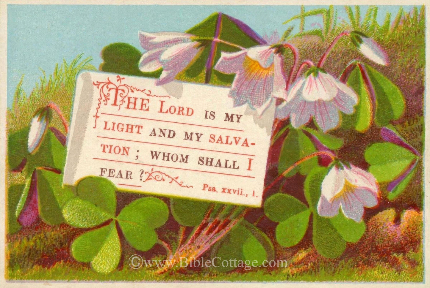 New! The Lord is My Light and My Salvation – Psalm 27:1 – Vintage Bible Art – Inspiring and Encouraging