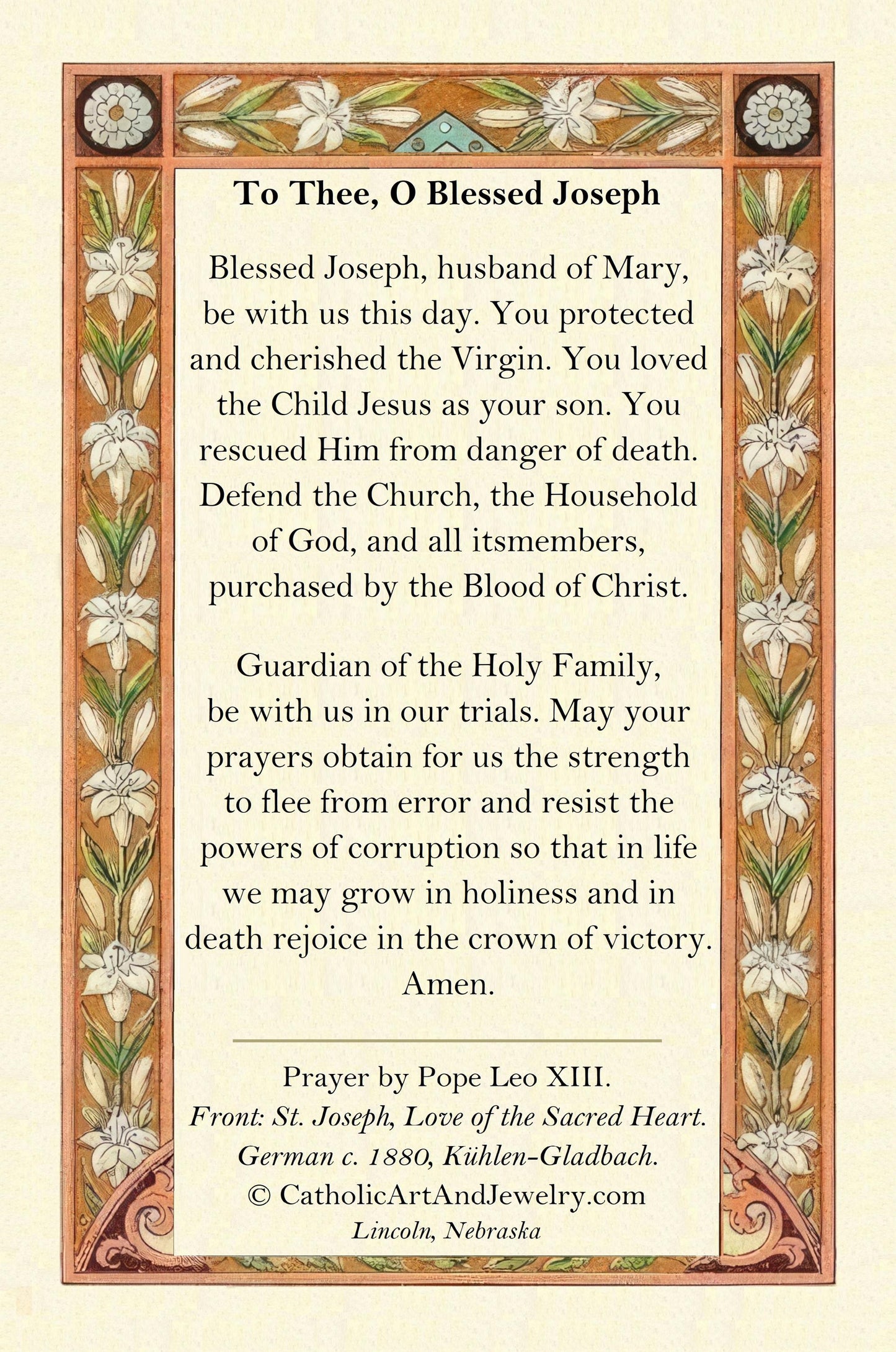 New! St. Joseph Love of the Sacred Heart – Kuhlen & Gladbach – Based on a Vintage Holy Card – pack of 10/100/1000