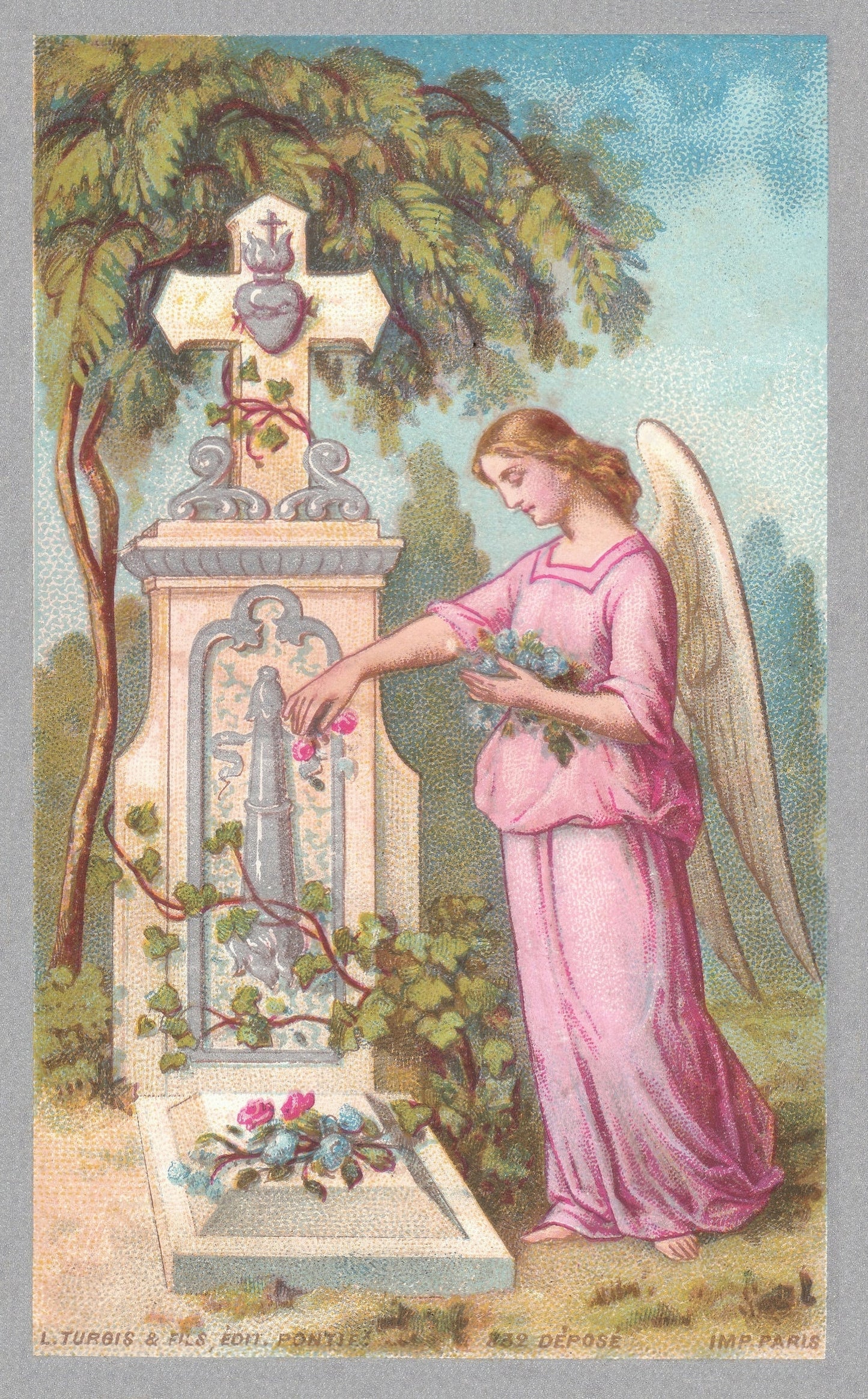 Prayer for the Dead – Memorial Card – Angel at the Graveside – Restored Vintage Holy Card / Funeral Card – pack of 10/100/1000