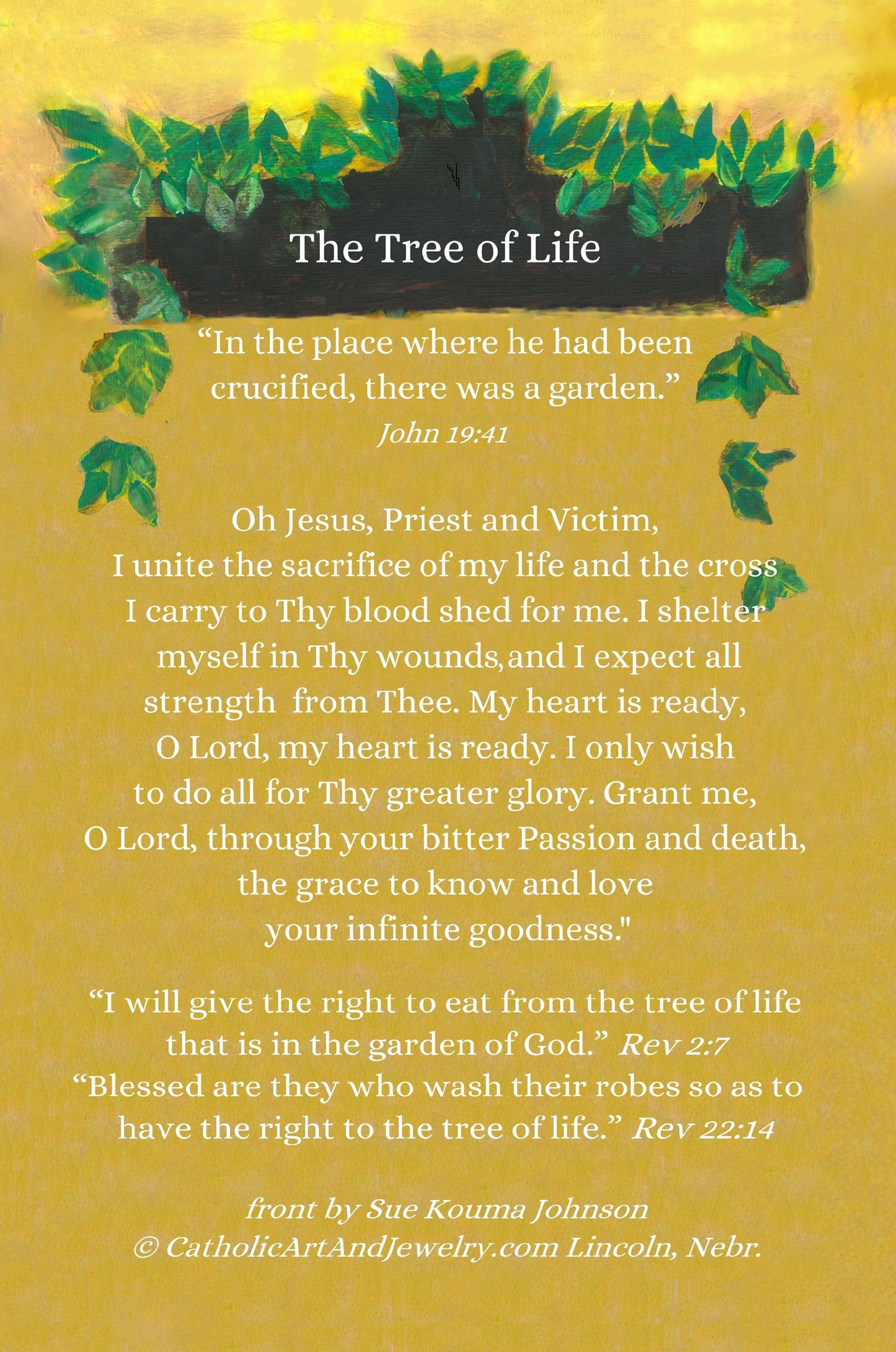 New! Tree of Life – Crucifixion –pack of 10/100/1000 – Easter Holy Card