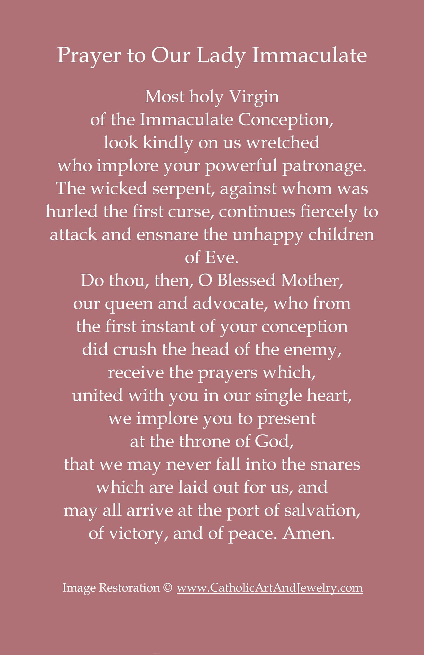 Immaculate Conception – Restored Vintage Holy Card – pack of 10/100/1000