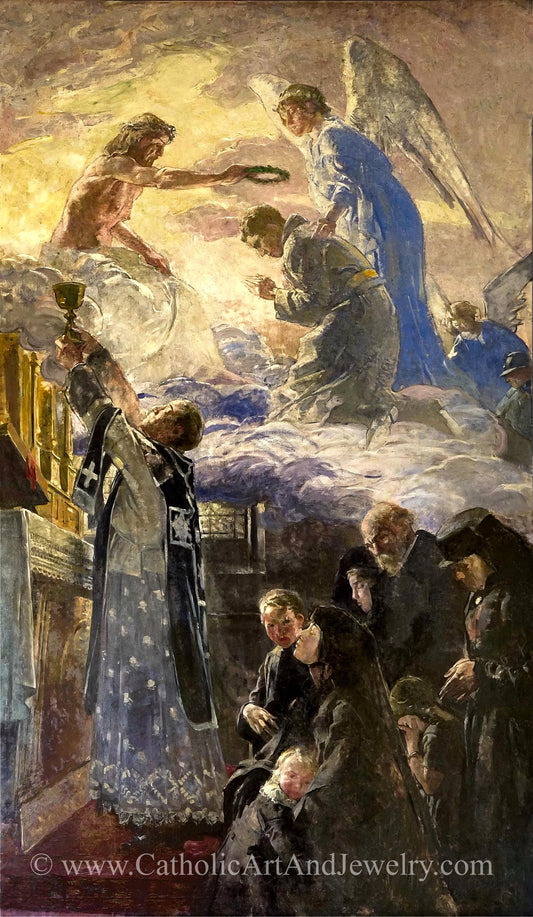 New! Mass of the Dead Soldier – Lucien Simon – Catholic Fine Art – Archival Quality