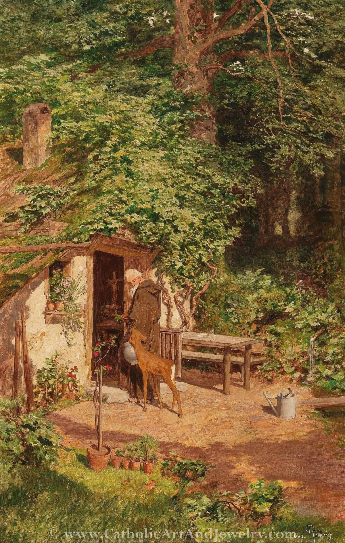 New! The Roe Deer and the Hermit – Leopold Rothaug – Beautiful Catholic Art