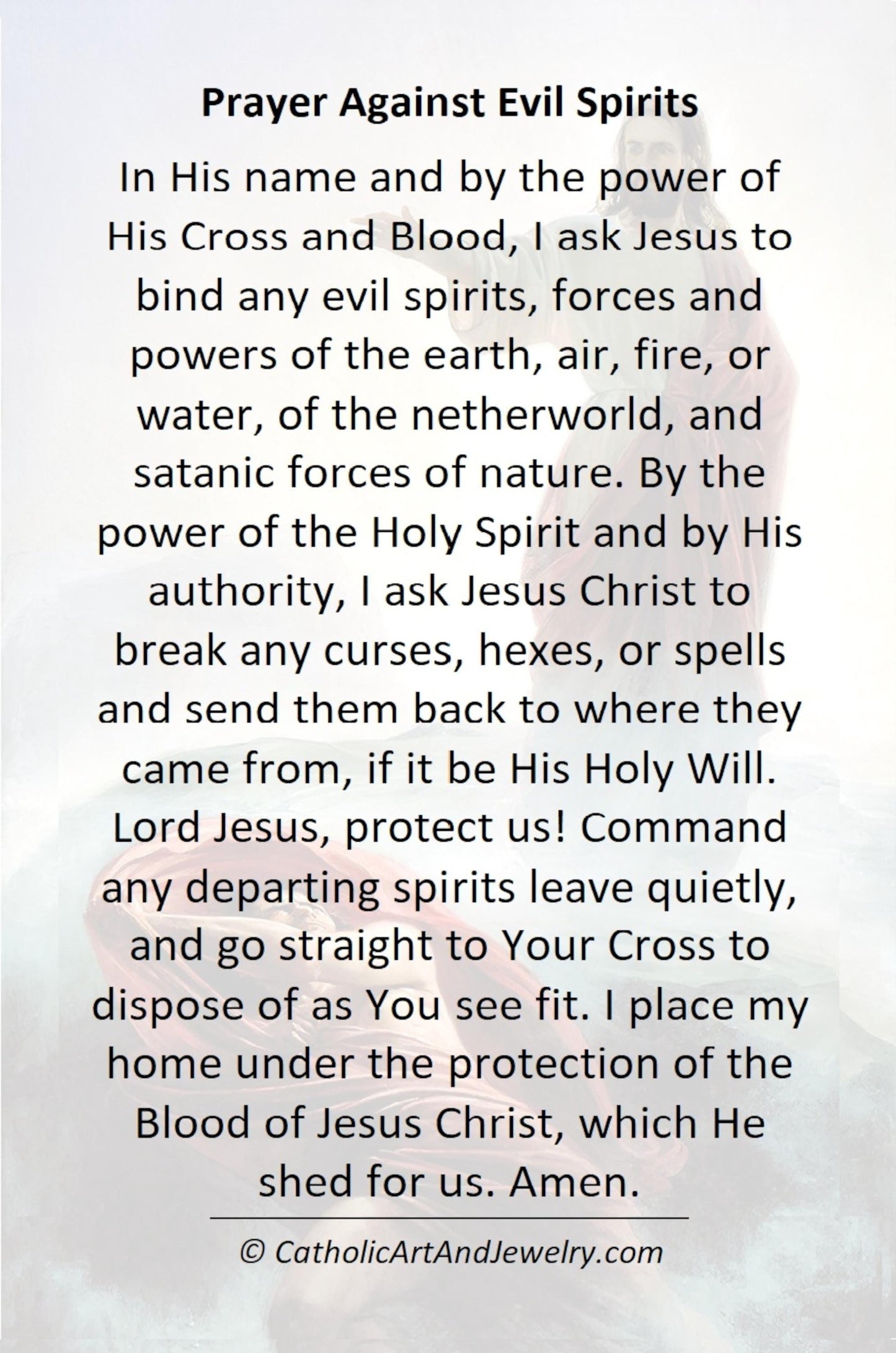 New! Jesus Casts Out Satan – Prayer Against Evil Spirits – Halloween Holy Card – pack of 10/100/1000