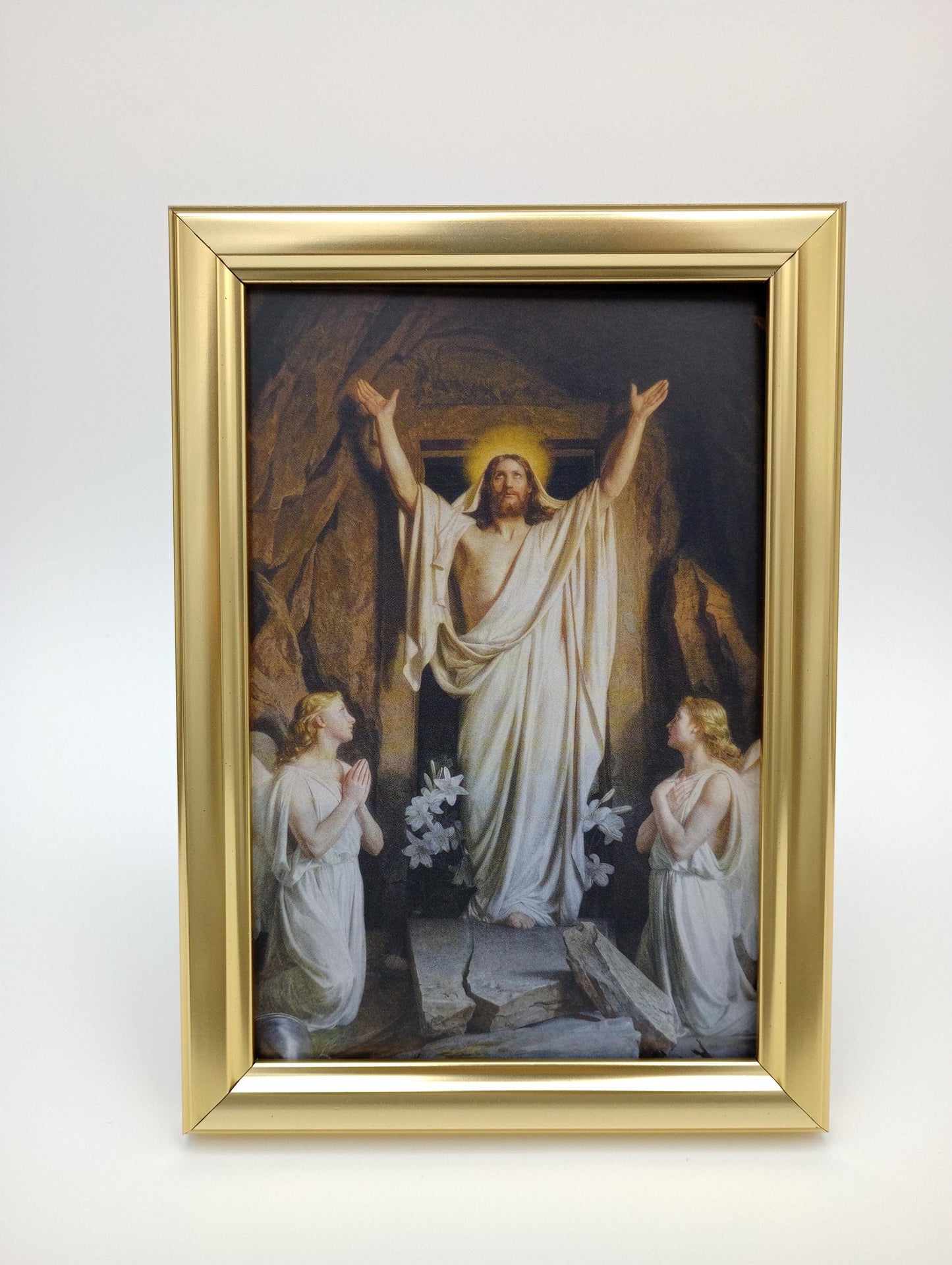 a painting of a man and a woman in a white dress