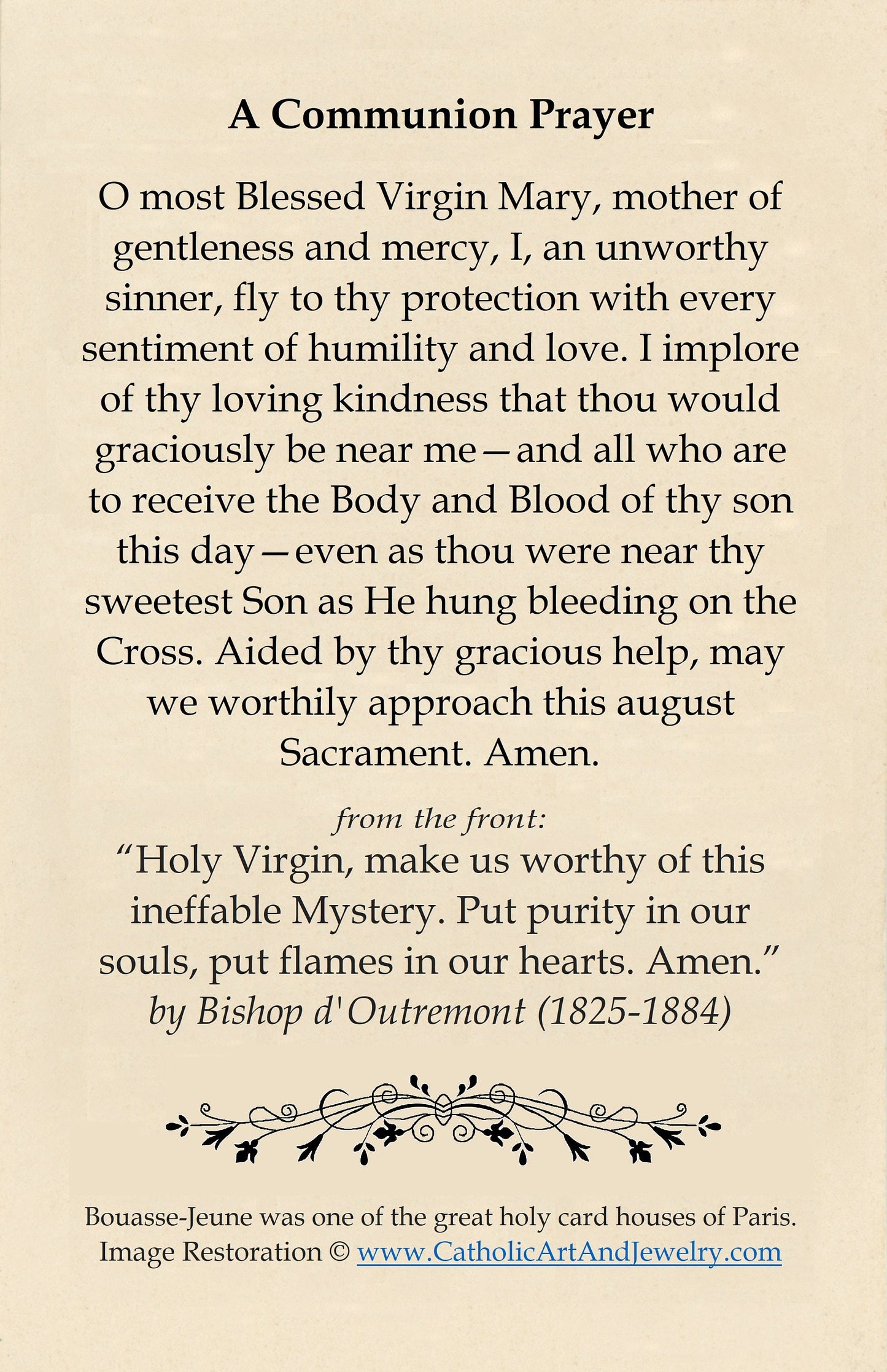 Mary Receiving Communion – Restored Vintage Holy Card – pack of 10/100/1000