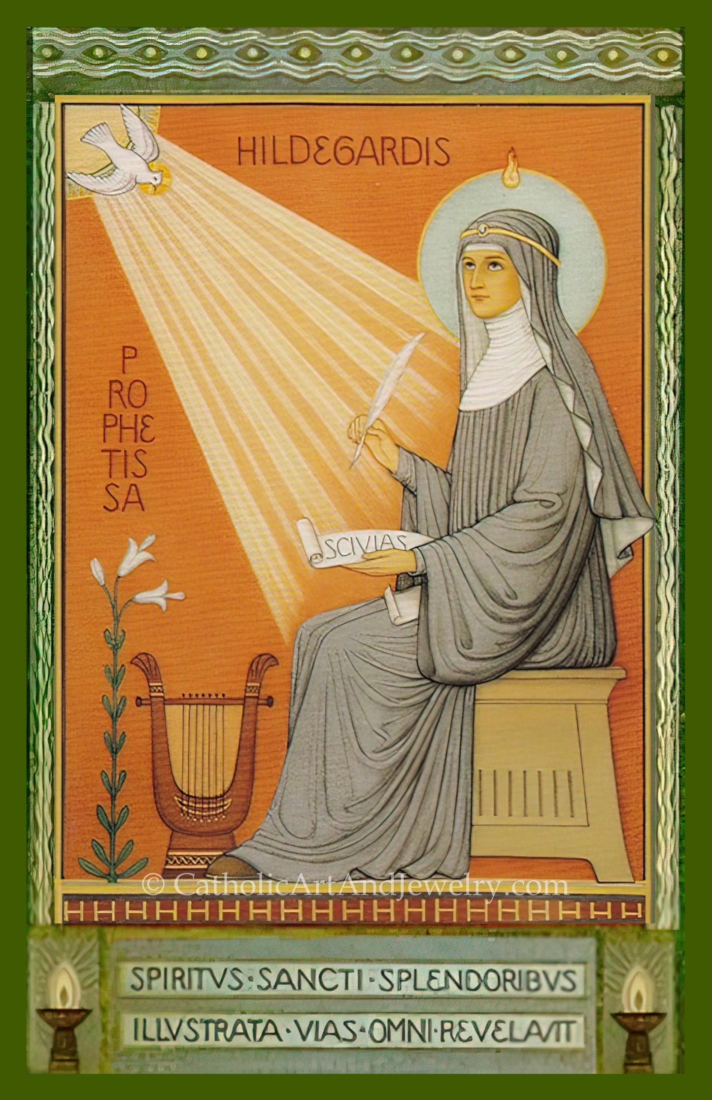 New! St. Hildegard von Bingen, Prophetess – Hildegard's Prayer – pack of 10/100/1000–Restored Beuron Benedictine Card