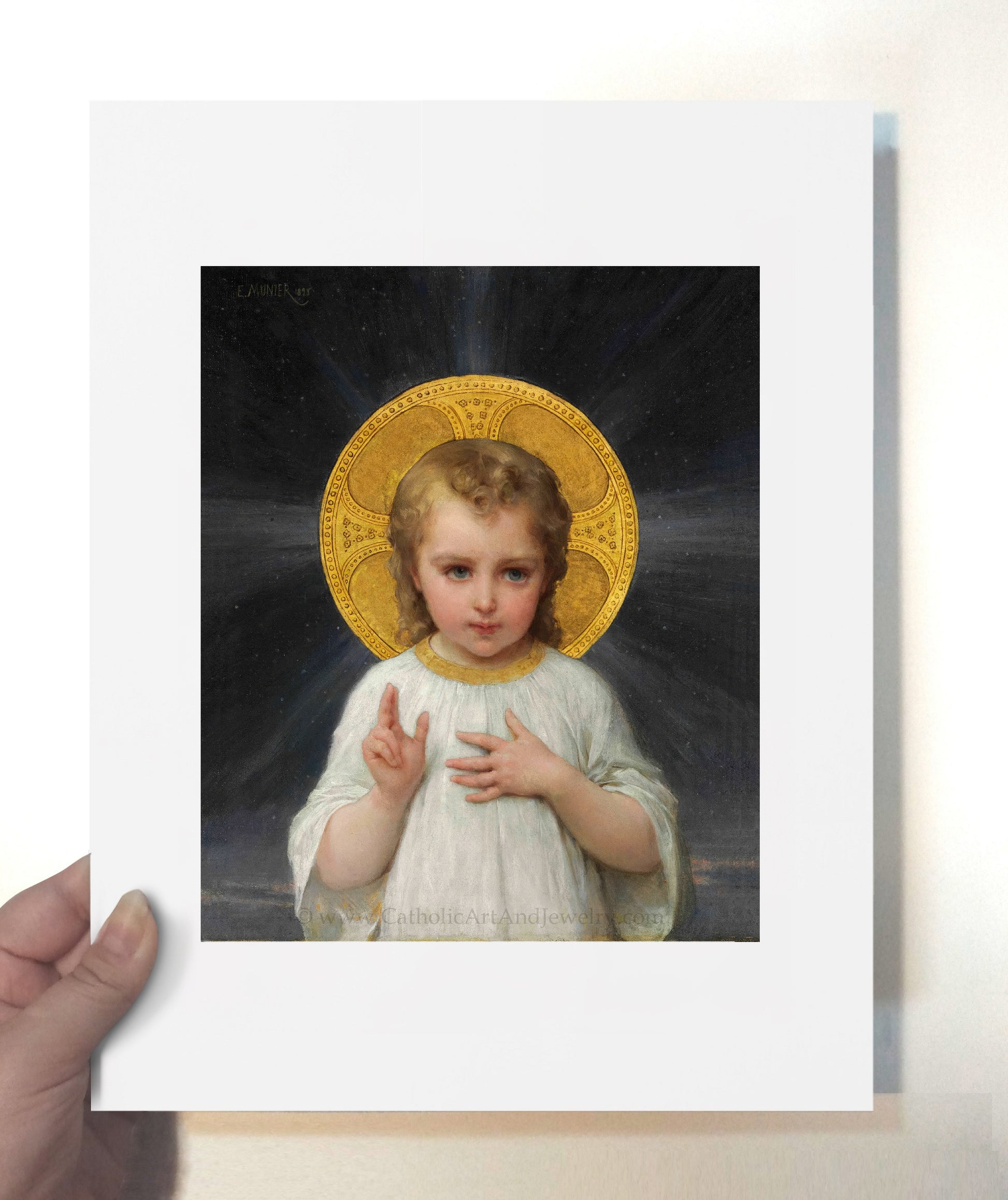 a painting of a little girl with a halo on her head