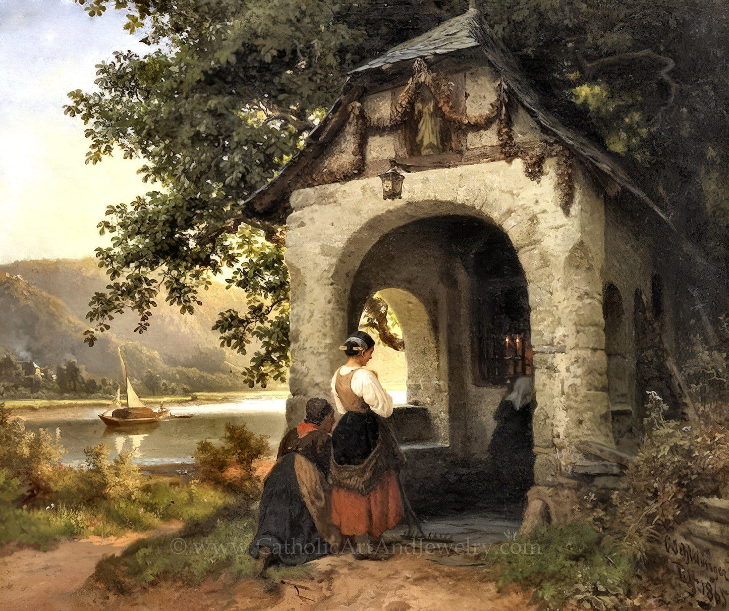 Chapel in the Countryside – "Capelle an der Mosel" – Carl Schlesinger – Catholic Art – Catholic Gift – Archival Quality