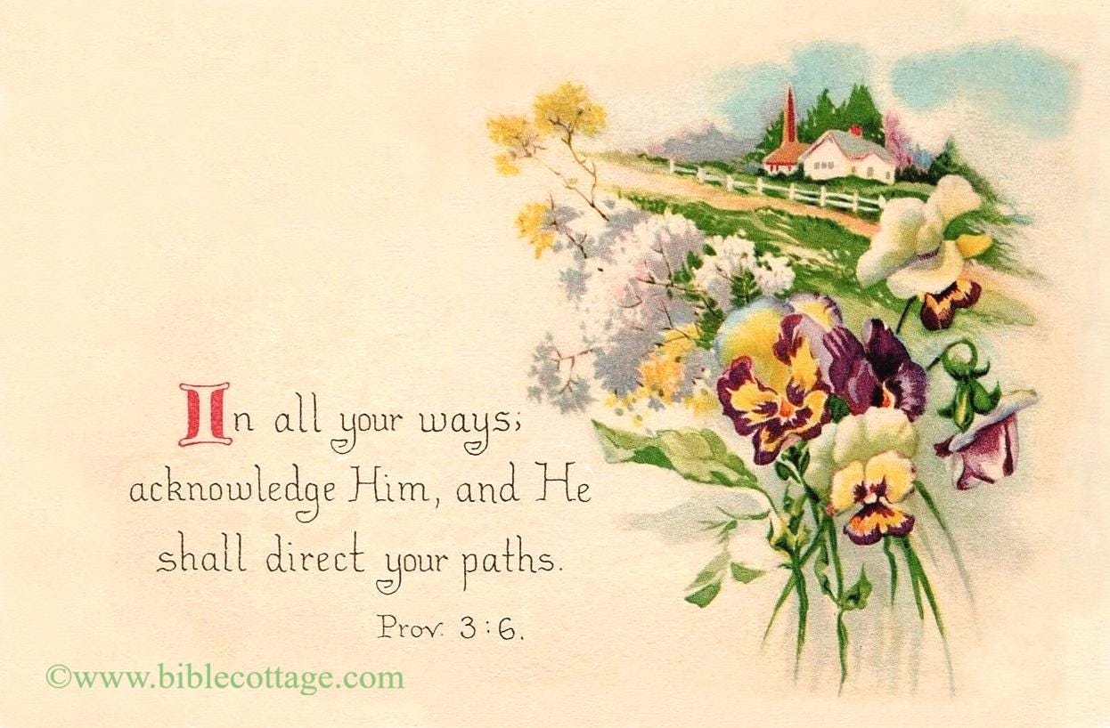 He Shall Direct Your Paths – Proverbs 3:6 – Vintage Bible Art – Inspiring and Encouraging