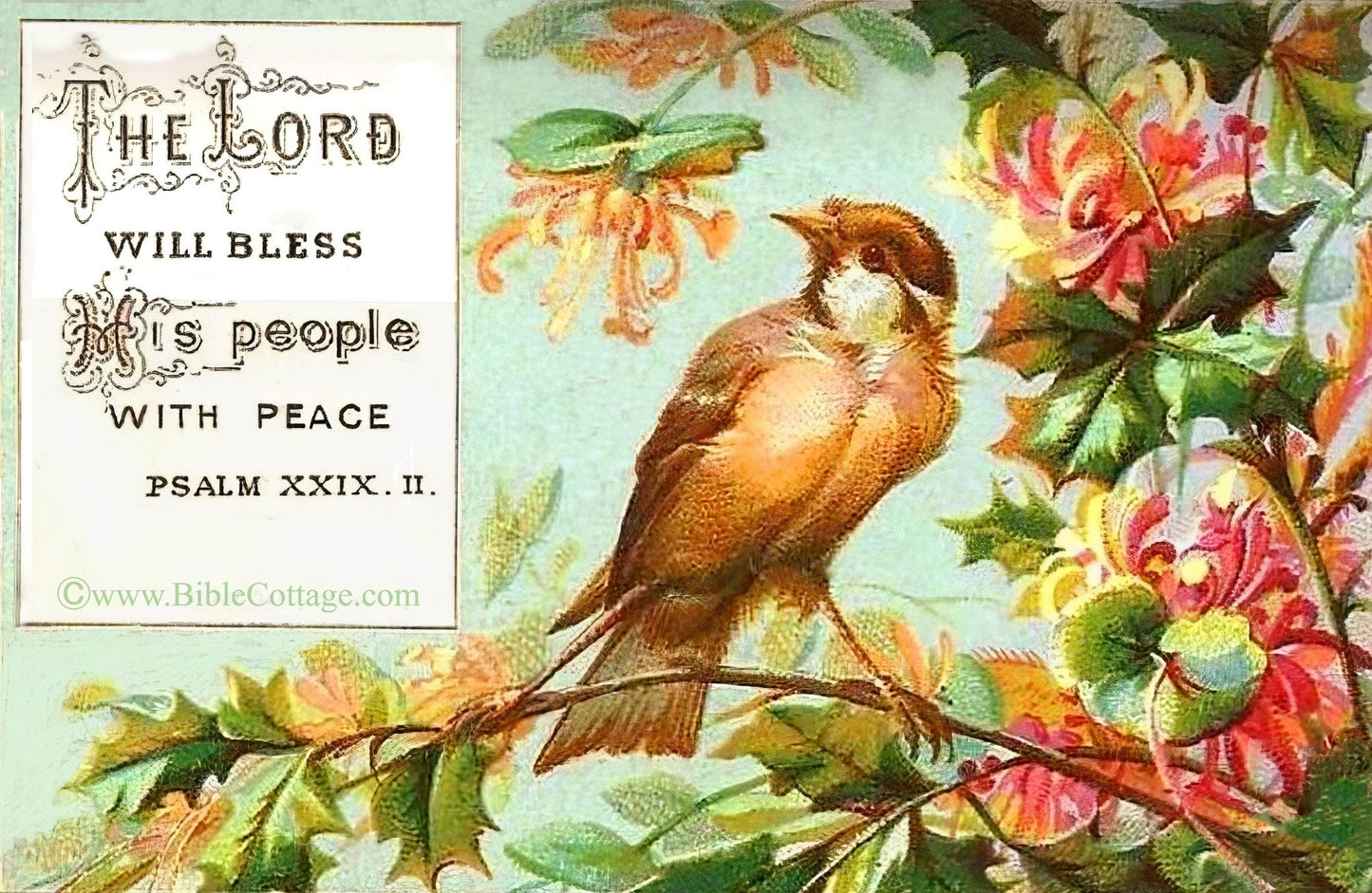 The Lord Will Bless His People With Peace – Psalm 29:2 – Vintage Bible Art – Inspiring and Encouraging