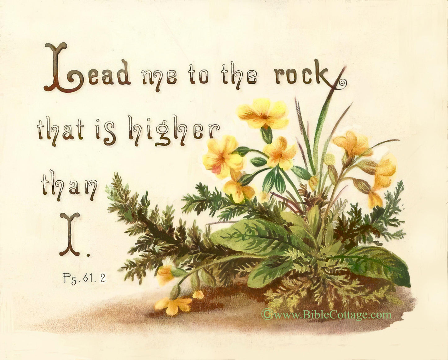 Lead Me to the Rock That is Higher Than I – Psalm 61:2 – Vintage Bible Art – Inspiring and Encouraging