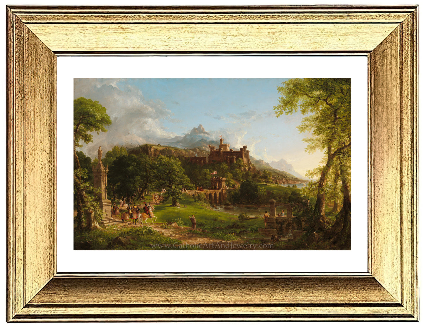 a painting of a castle on a hill