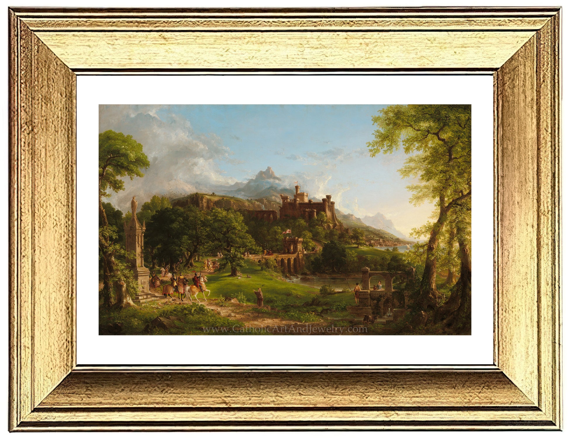 a painting of a castle on a hill