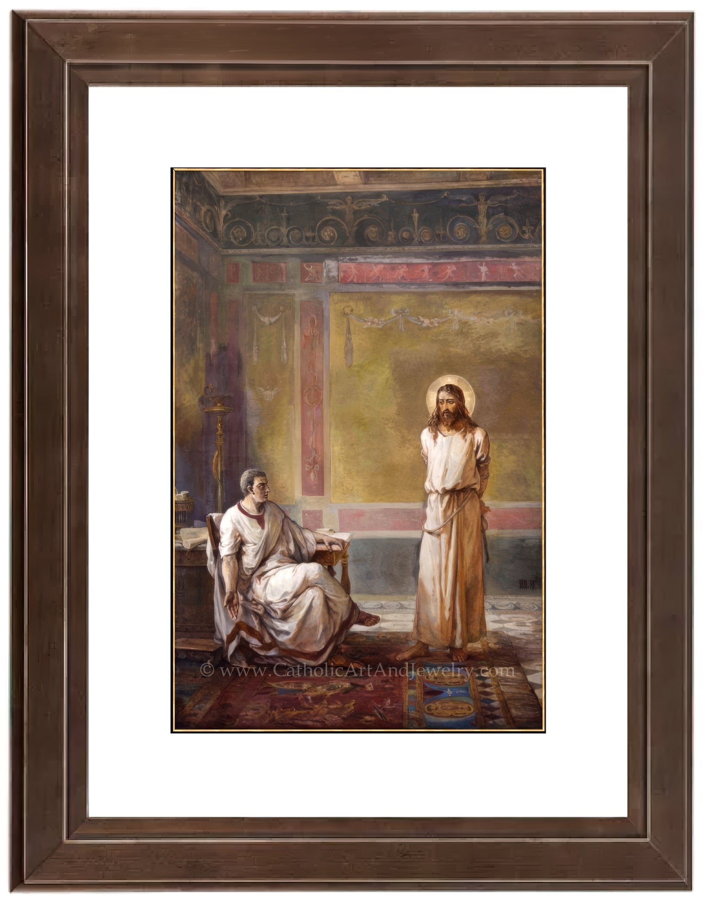 a painting of two people in a room