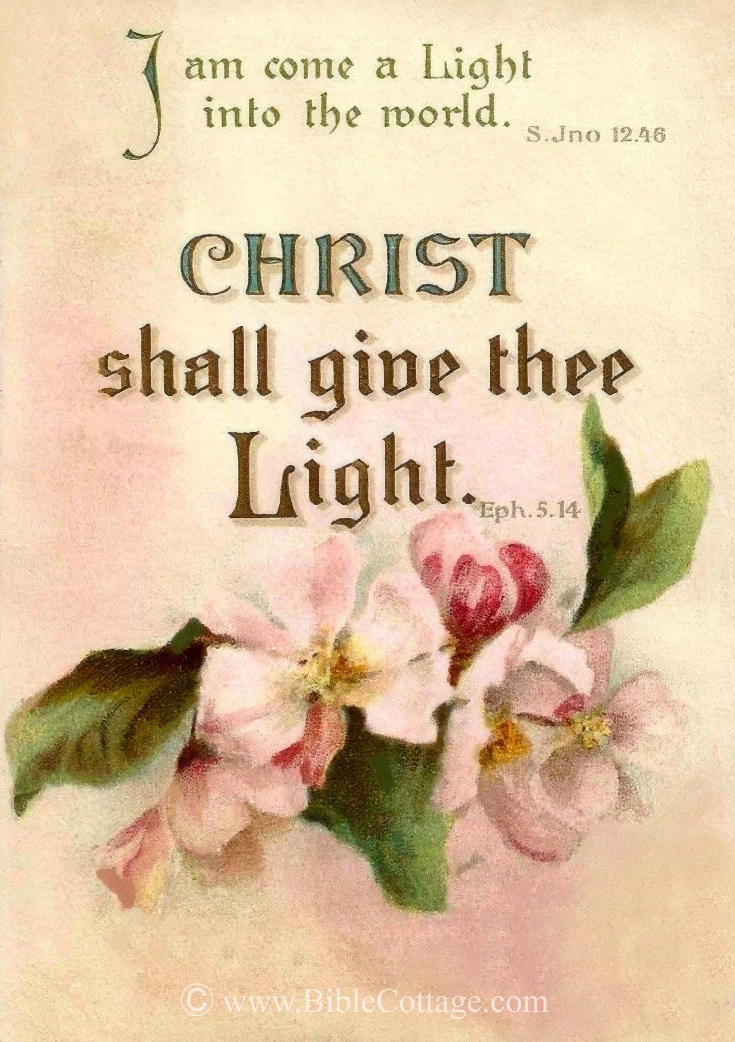 New! Christ Shall Give Thee Light – Ephesians 5:14, John 12|46 – Vintage Bible Art – Inspiring and Encouraging