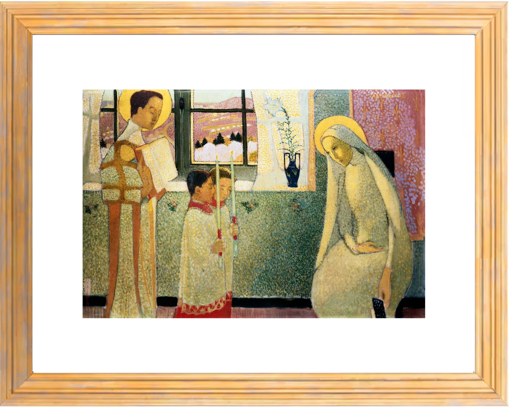 a painting of a woman and a child in a room