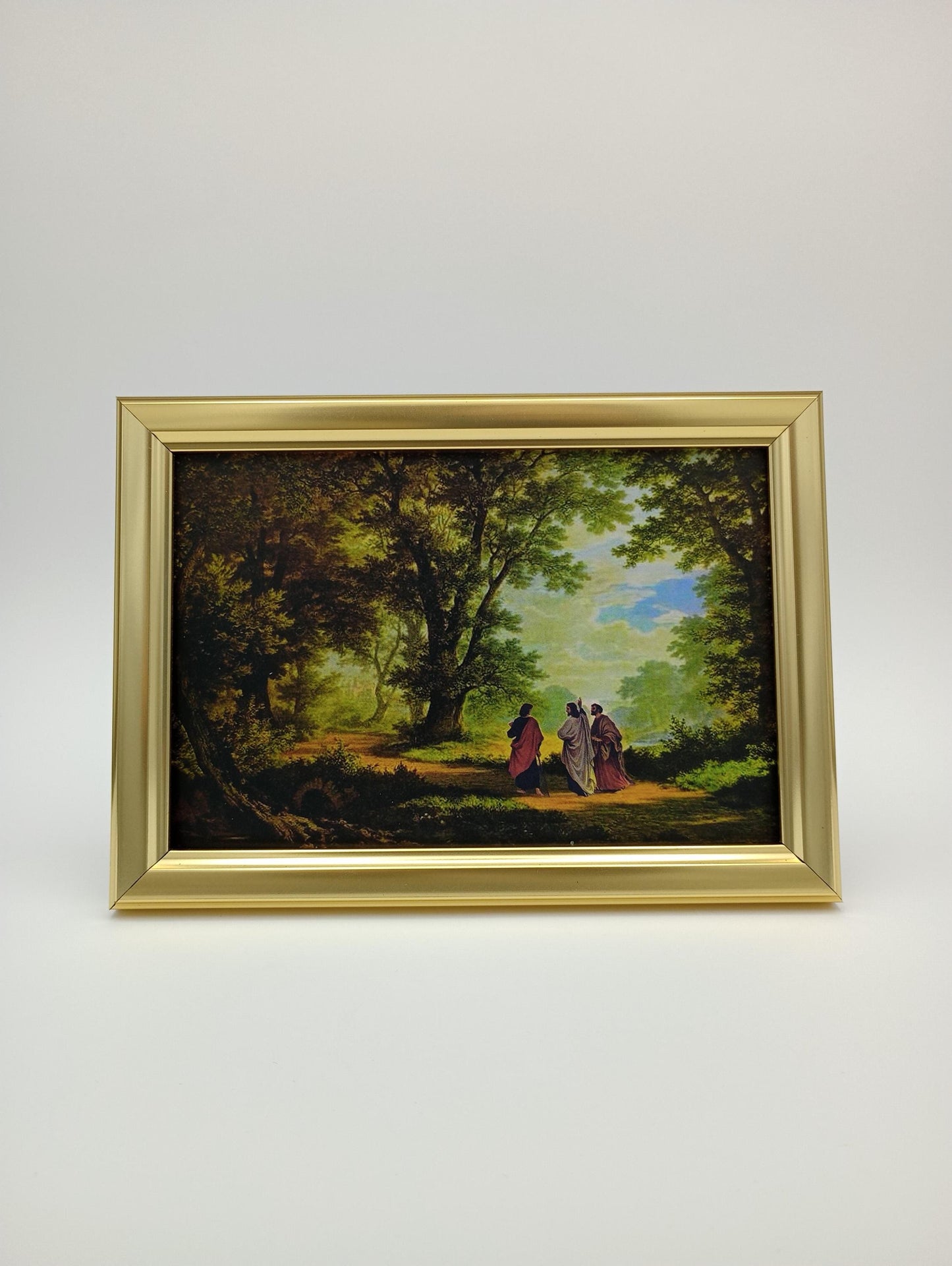 a painting hanging on the wall of a room