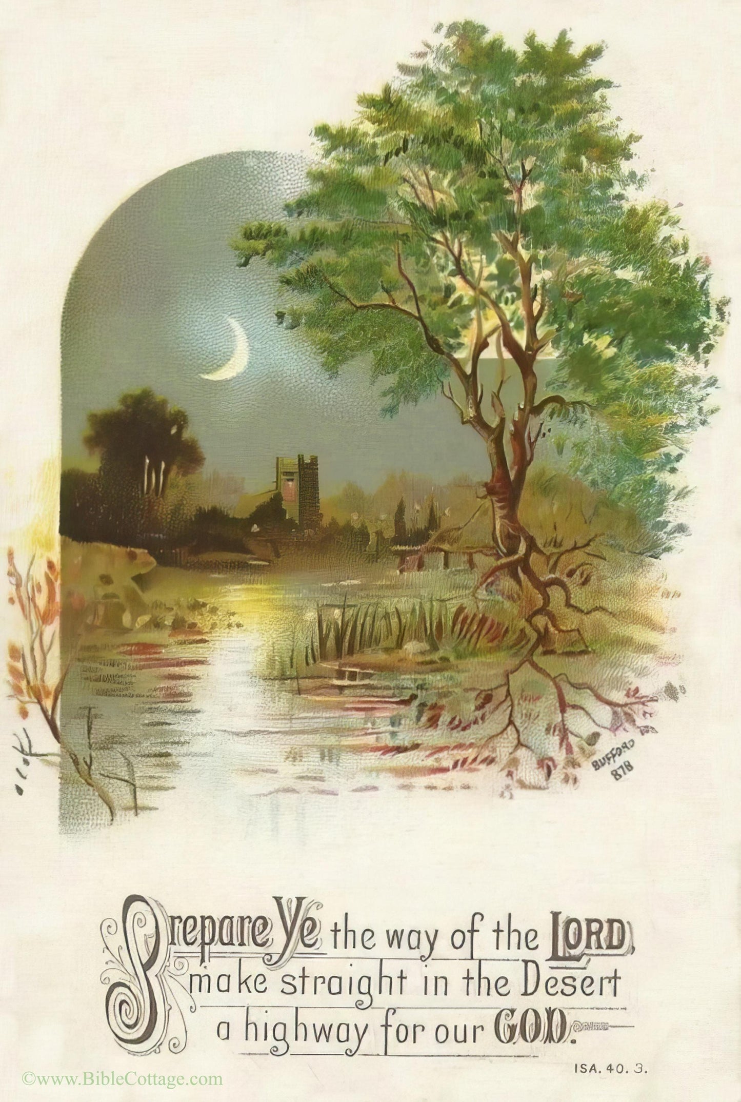 Prepare Ye the Way of the Lord – Isaiah 40:3 – Nahum 1.7 – Campanula – Vintage Christian Art – Inspiring and Encouraging