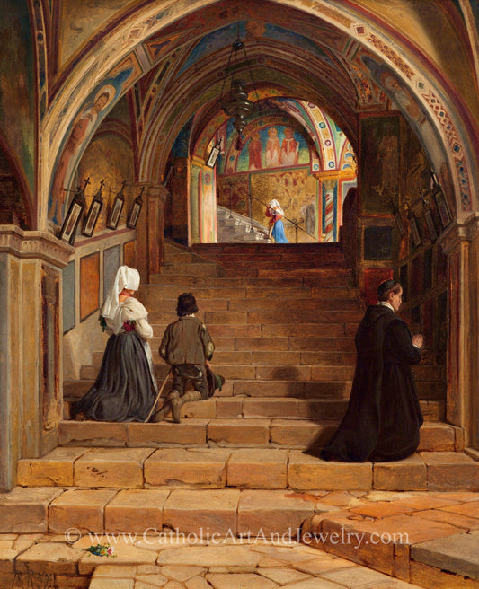 New! The Holy Staircase in the Monastery of San Benedetto in Subiaco – Jørgen Roed – Catholic Art Print – Archival Quality