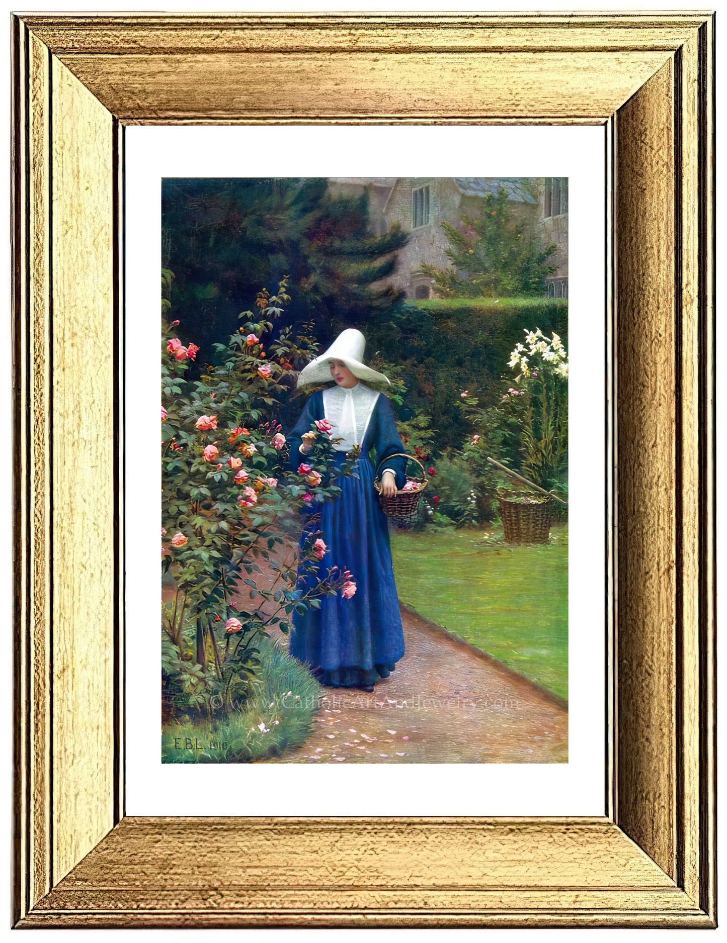 a painting of a woman in a garden