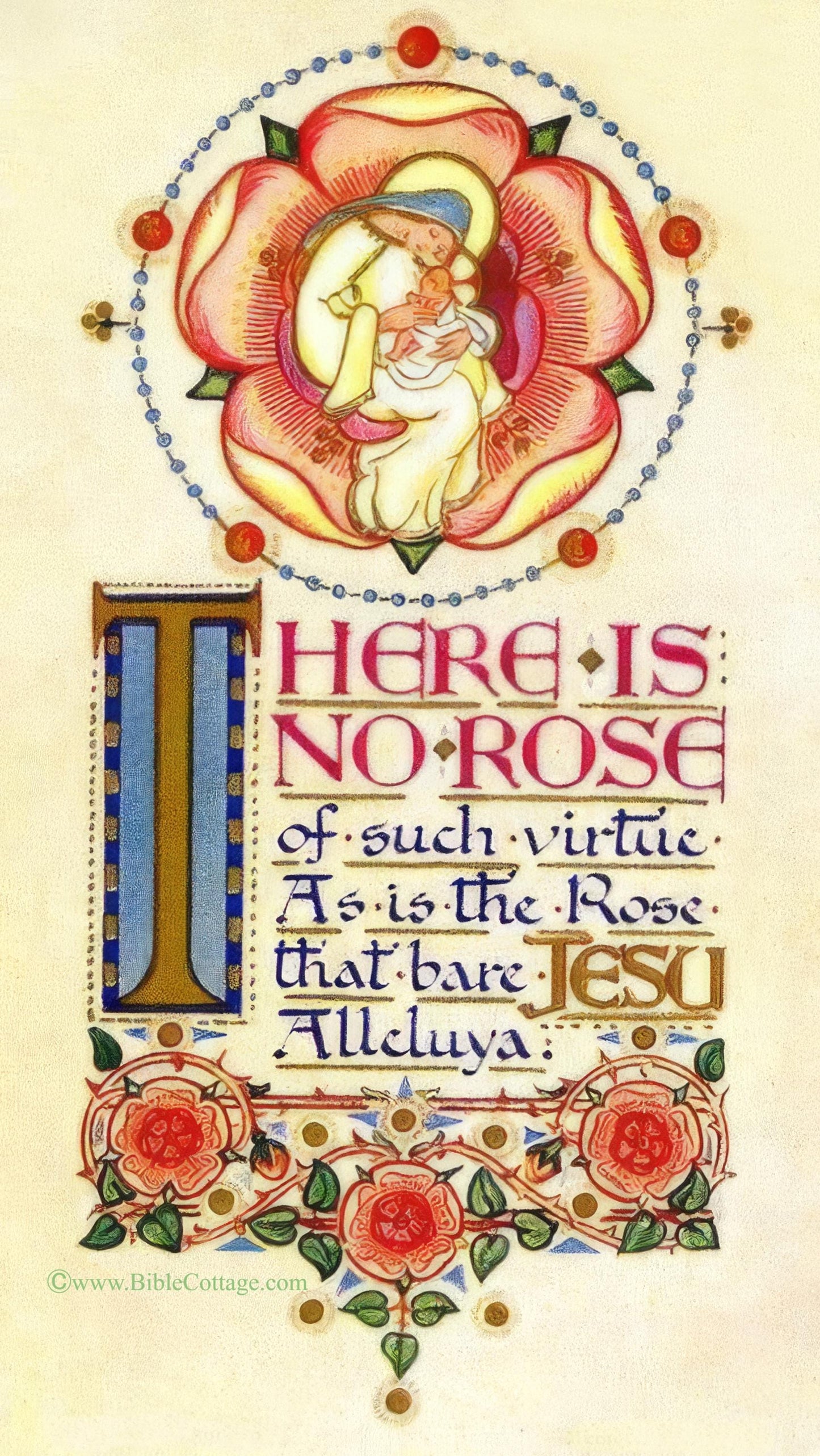 There is no Rose of Such Virtue – Medieval Christmas Hymn – Vintage Bible Art – Inspiring and Encouraging