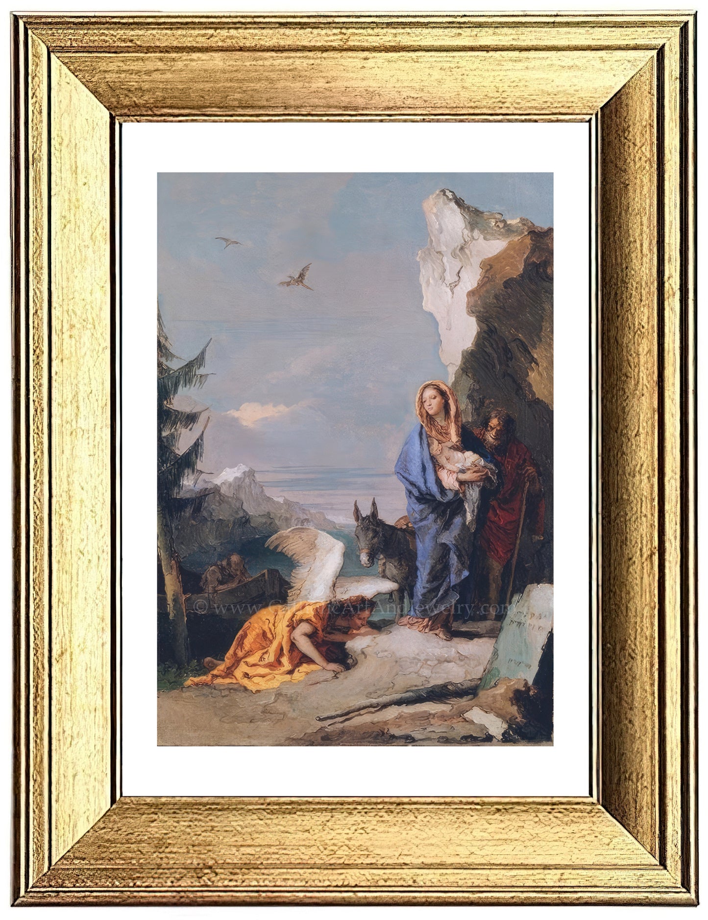 a painting of a man holding a child