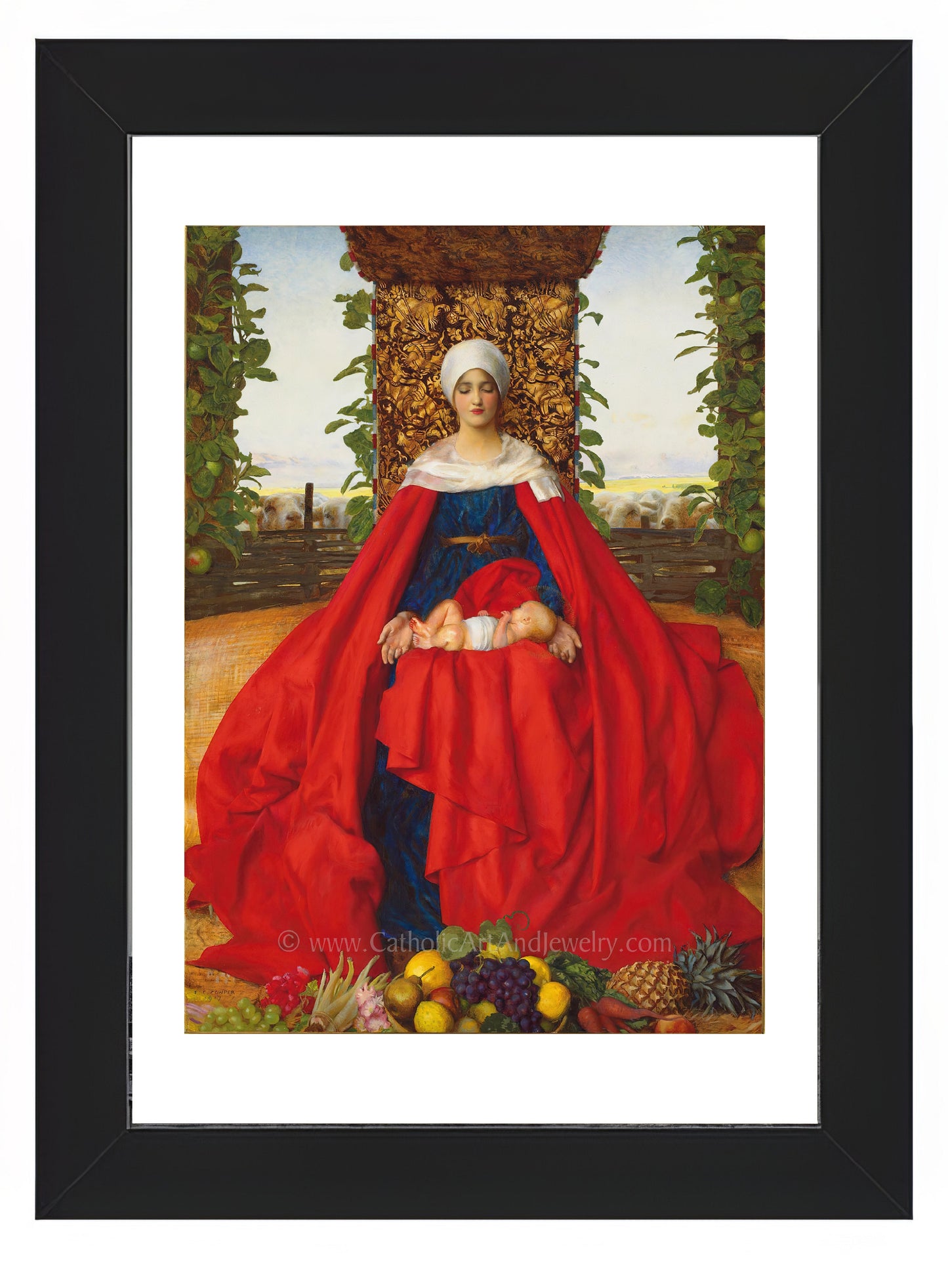 a painting of a woman in a red dress