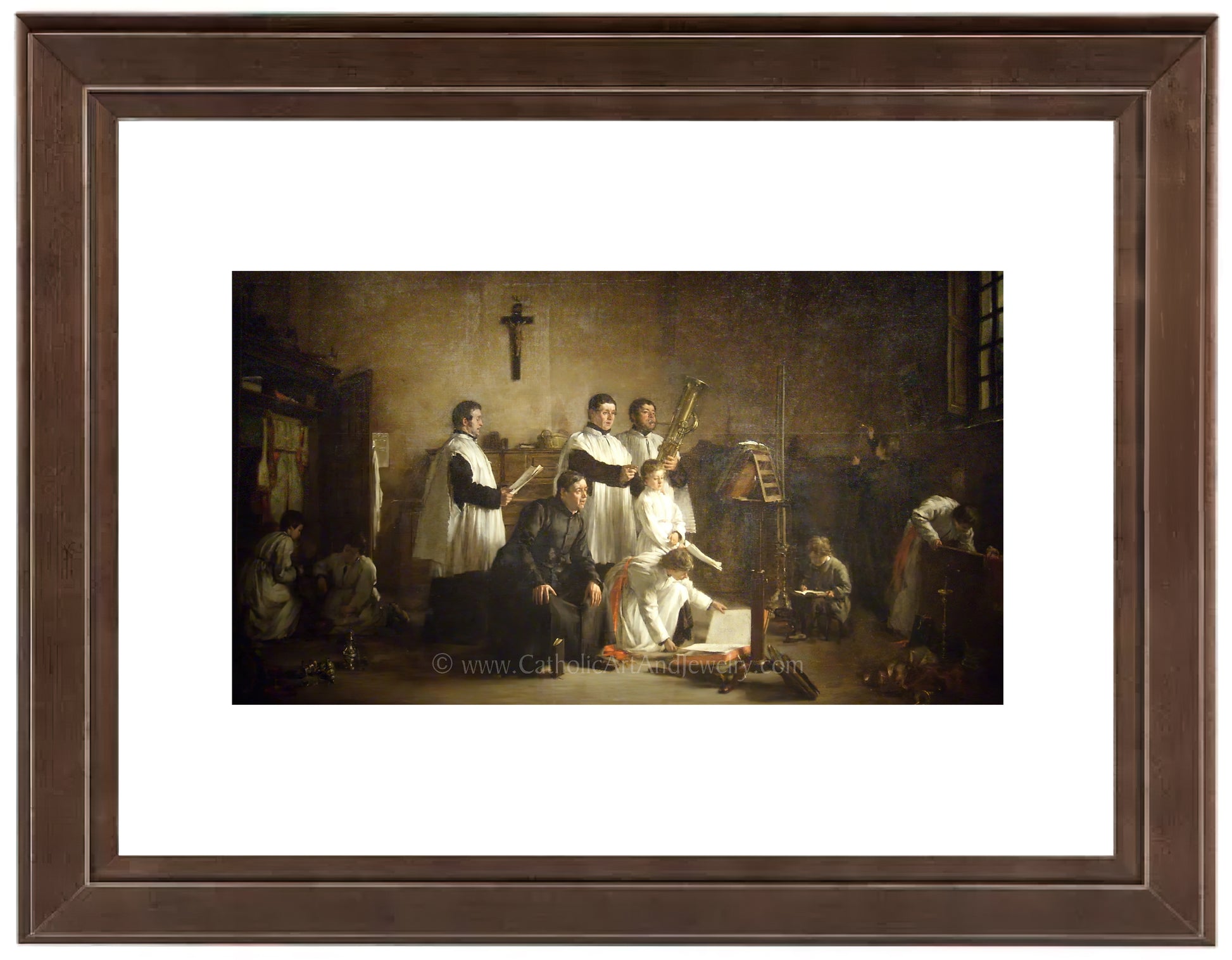 a painting of a group of people in a room