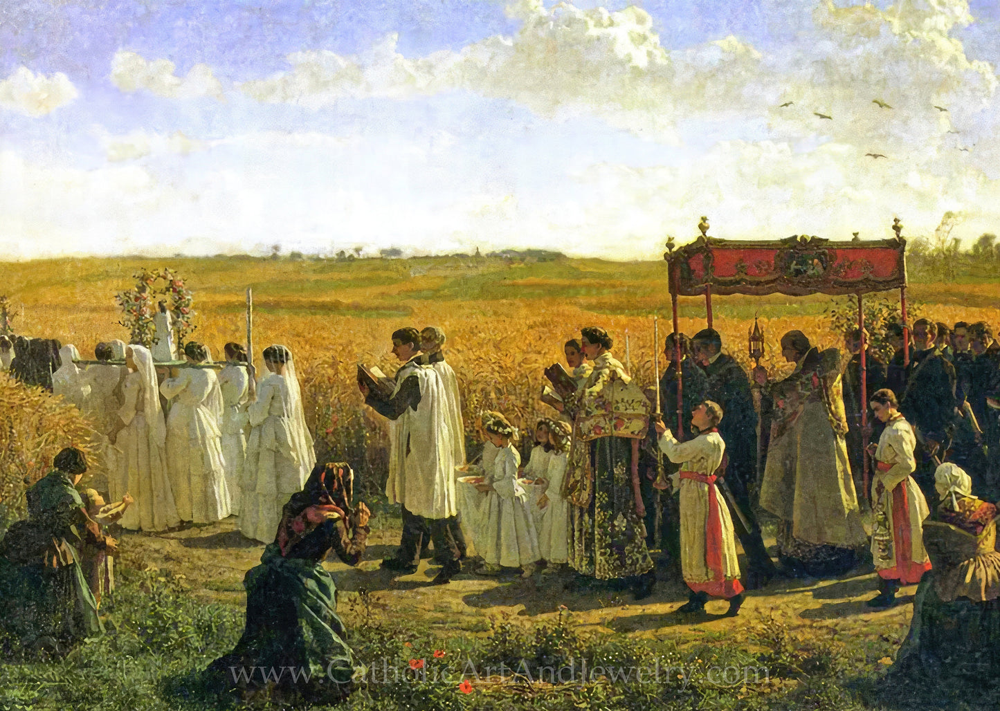 Procession, “La Bénédiction des blés en Artois” – Jules Breton – Beautiful Catholic Art – Archival Quality