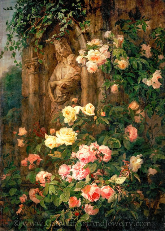 Our Lady of the Roses – Simon Saint-Jean – Vintage Catholic Art Print – Archival Quality