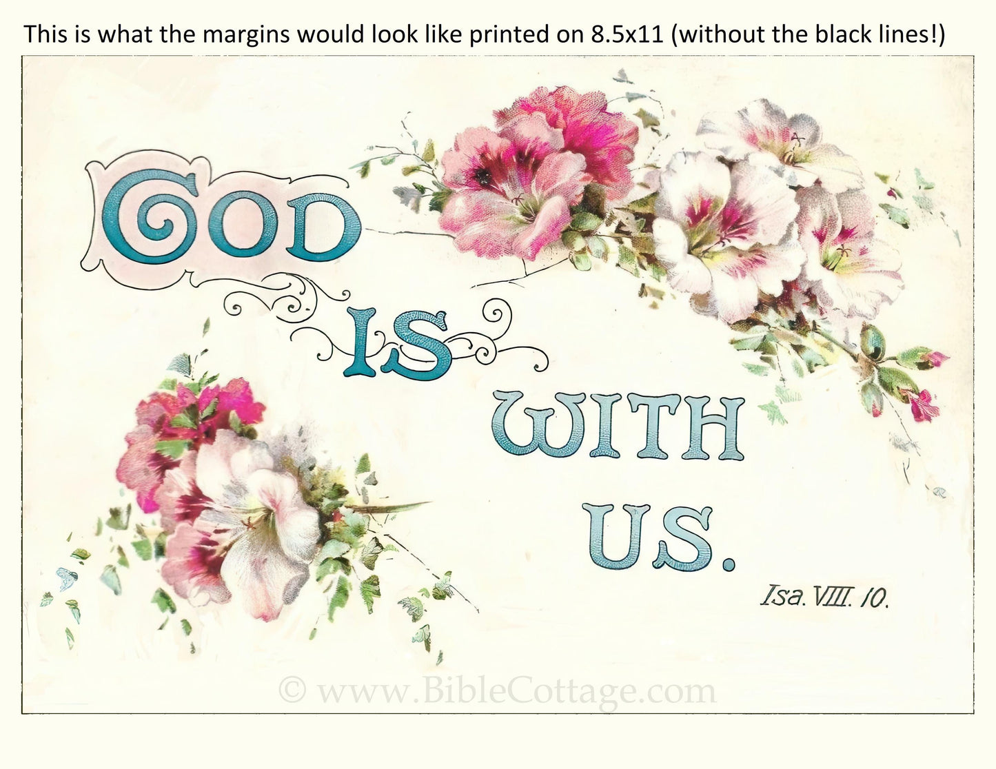 New! God Is with Us – Isaiah 8:10 – Vintage Bible Art – Inspiring and Encouraging