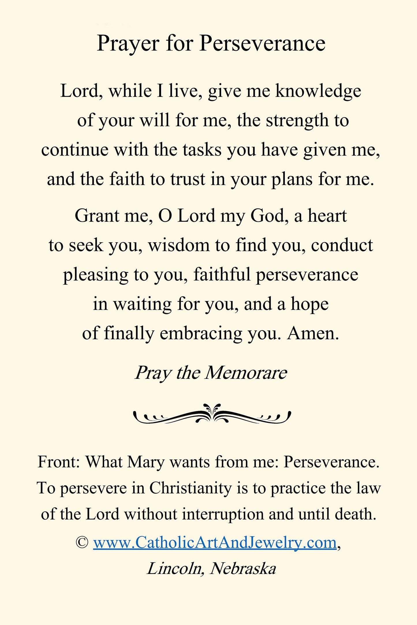 New! Perseverance – Encouraging – Restored Vintage Holy Card – pack of 10/100/1000